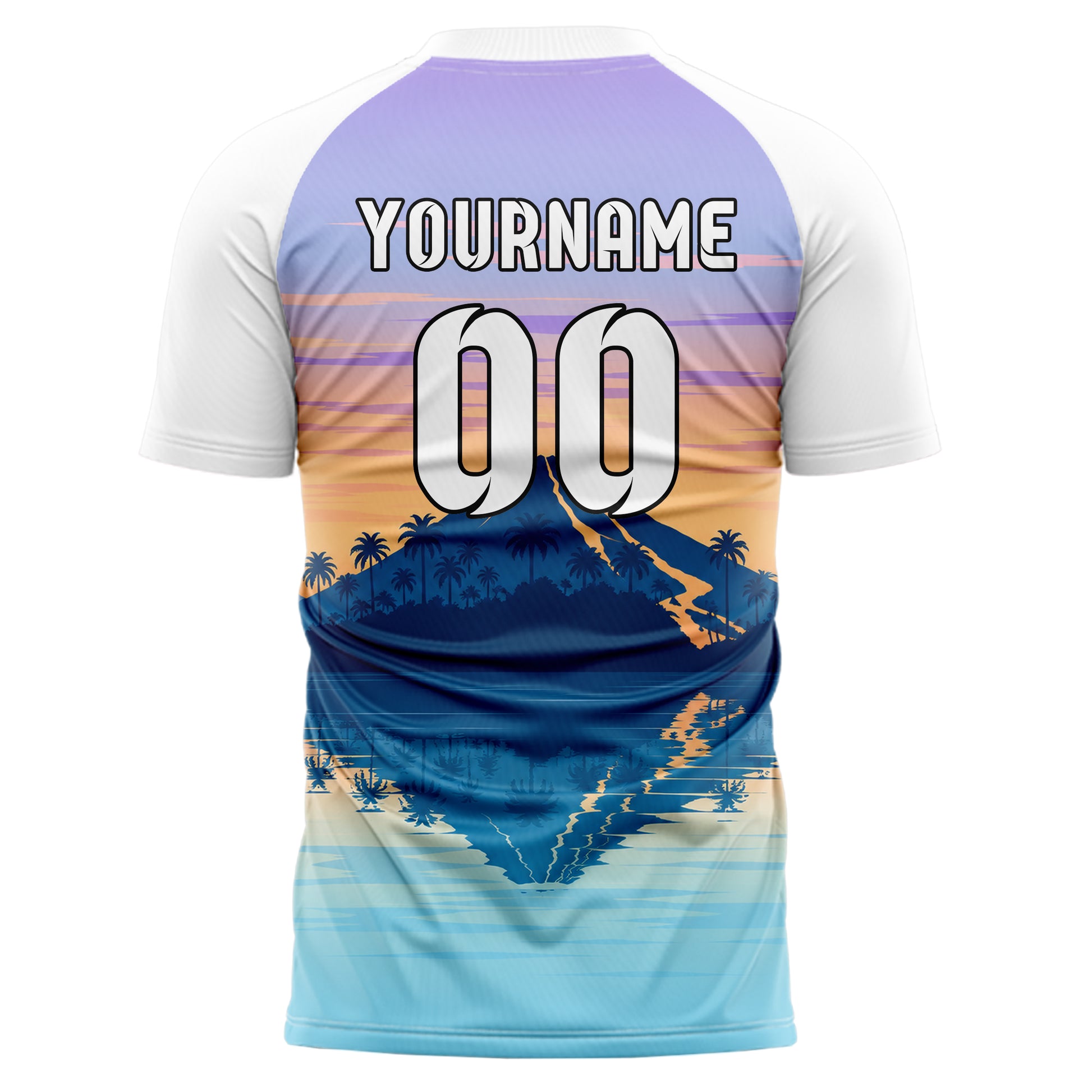Hellblau Hawaiian Coast Skyline Design 15-0454 individuelles Fußballtrikot back