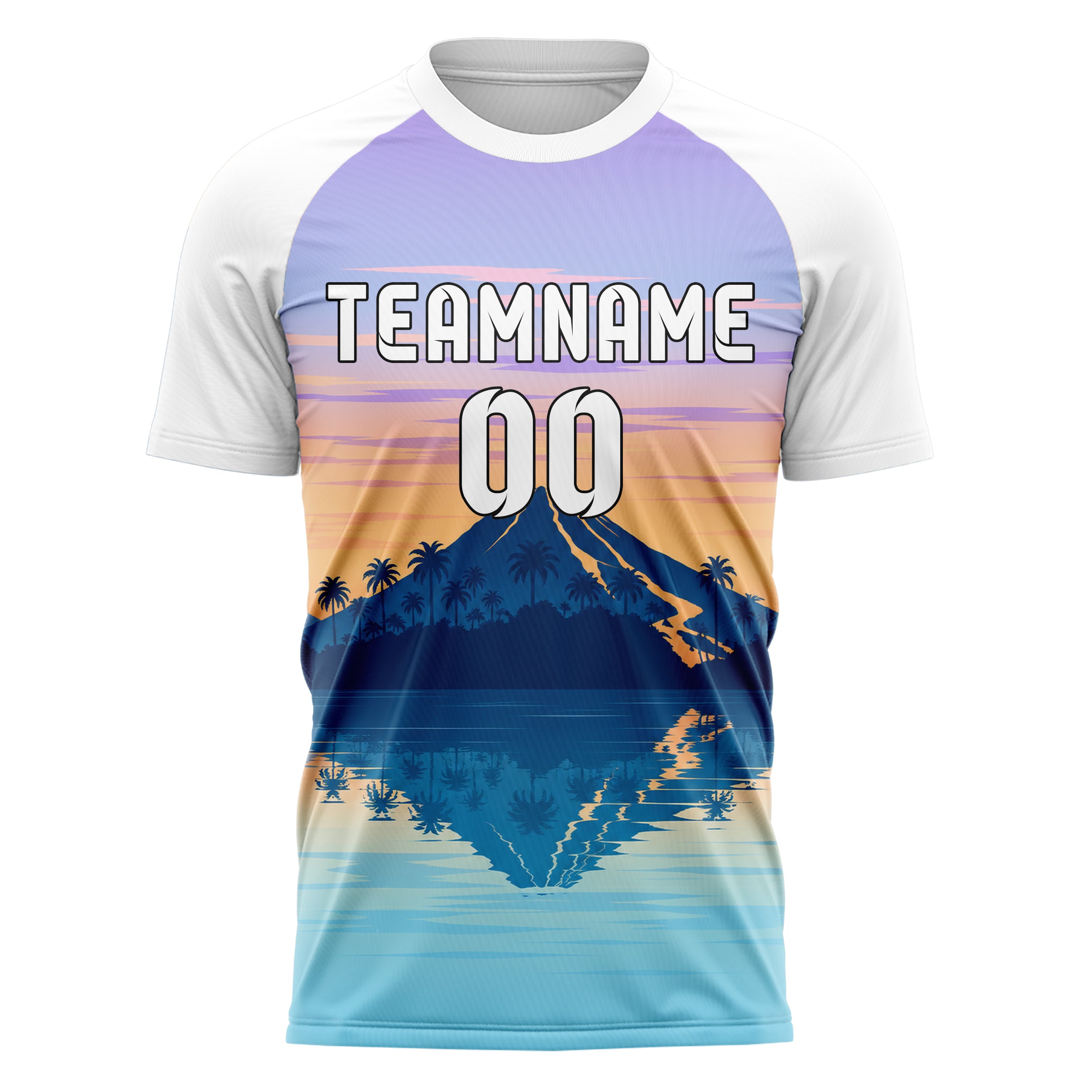 Hellblau Hawaiian Coast Skyline Design 15-0454 individuelles Fußballtrikot front