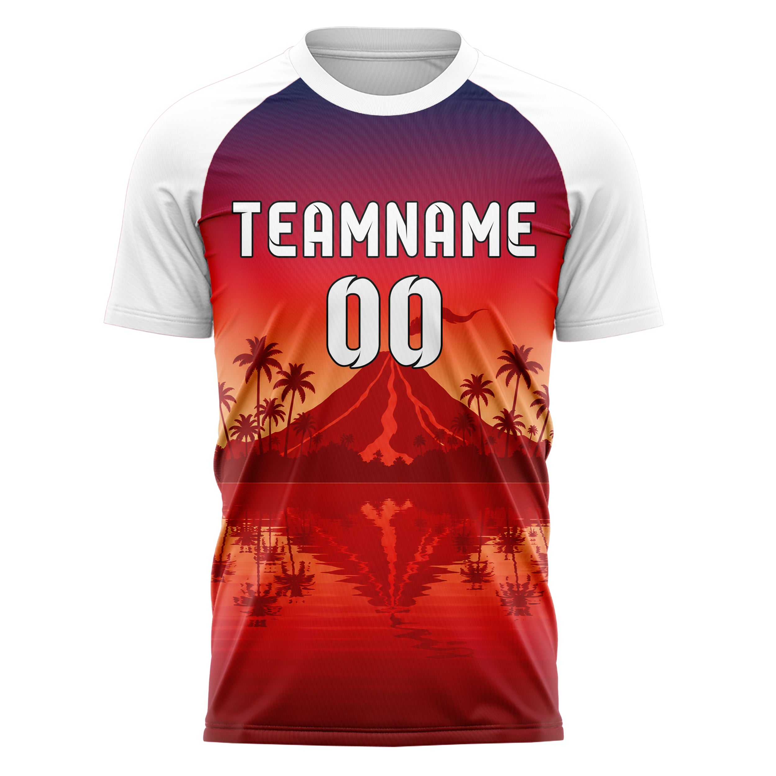 Rot Hawaiian Coast Skyline Design 15-0453 individuelles Fußballtrikot front