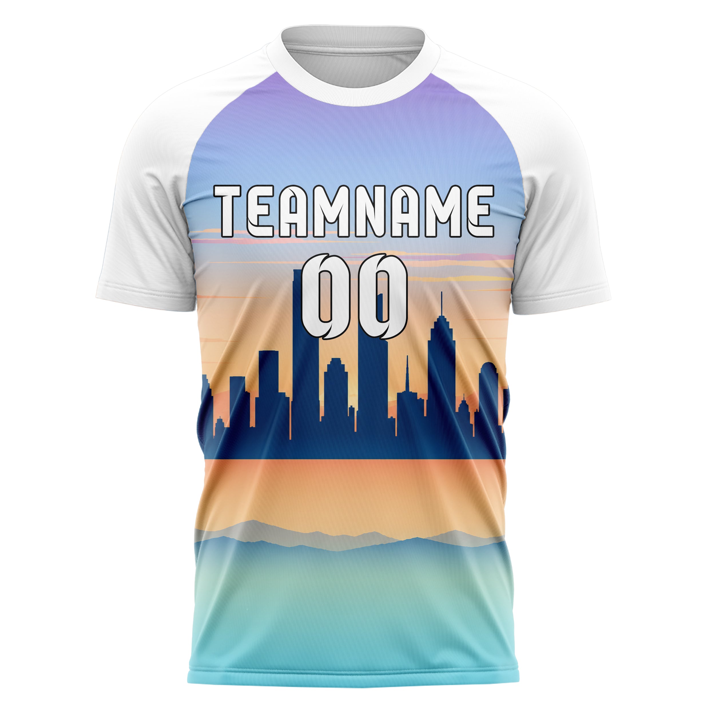 Hellblau Houston Skyline Design 15-0114 individuelles Fußballtrikot front