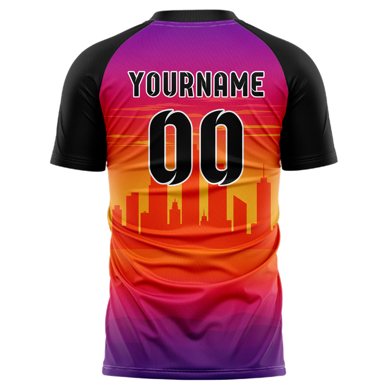 Orange Houston Skyline Design 15-0112 individuelles Fußballtrikot back