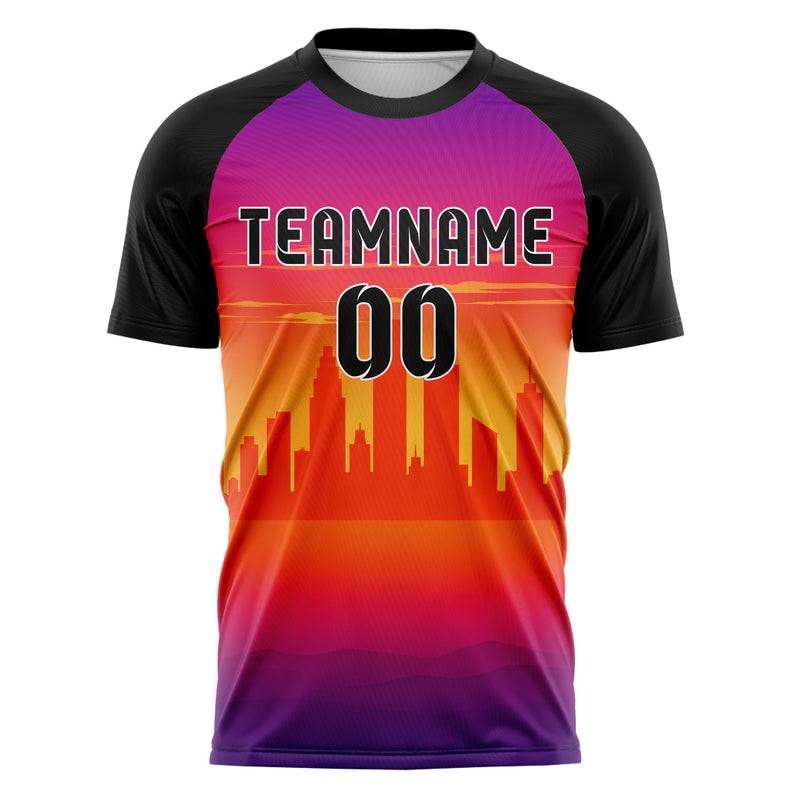 Orange Houston Skyline Design 15-0112 individuelles Fußballtrikot front