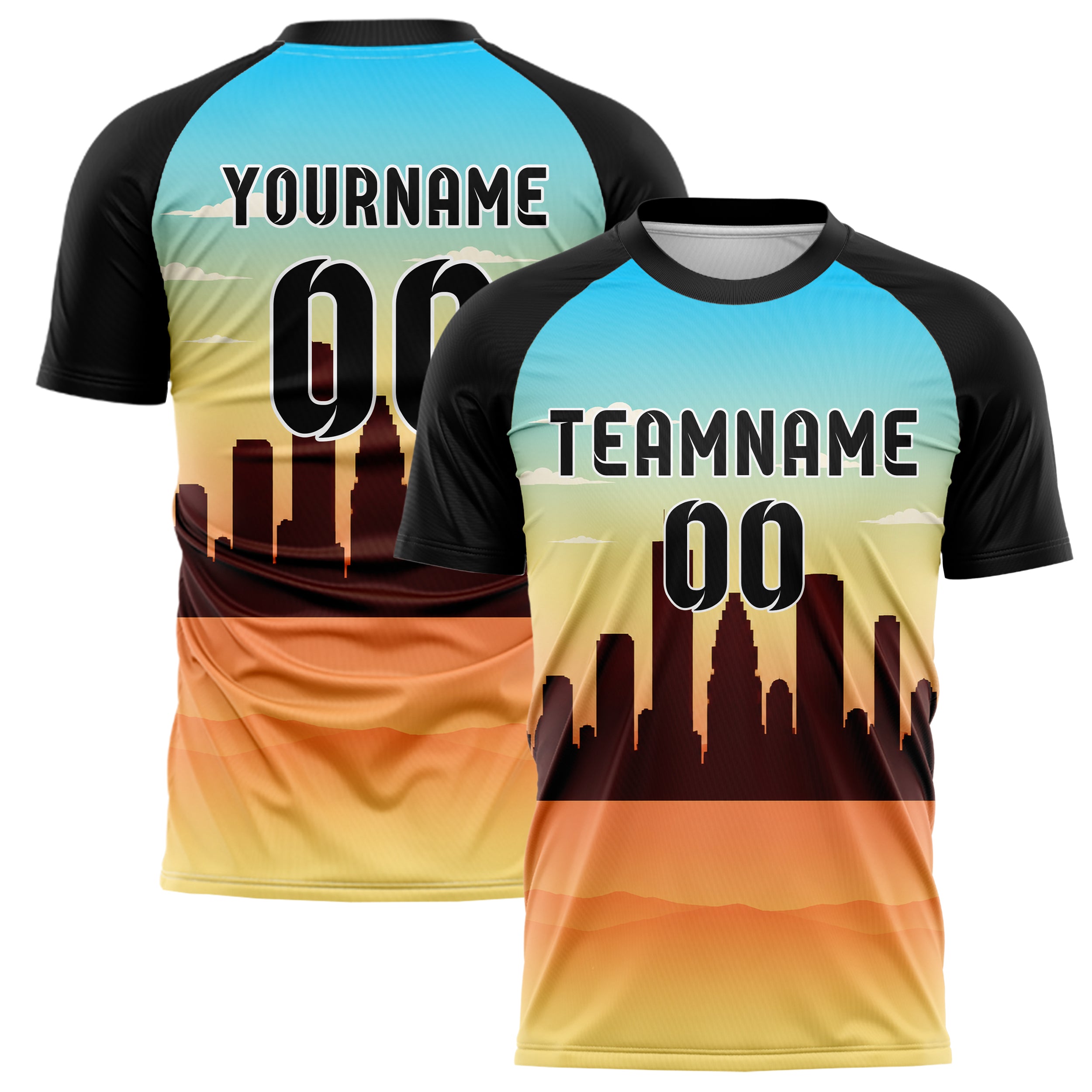 Gelb Houston Skyline Design 15-0115 individuelles Fußballtrikot main