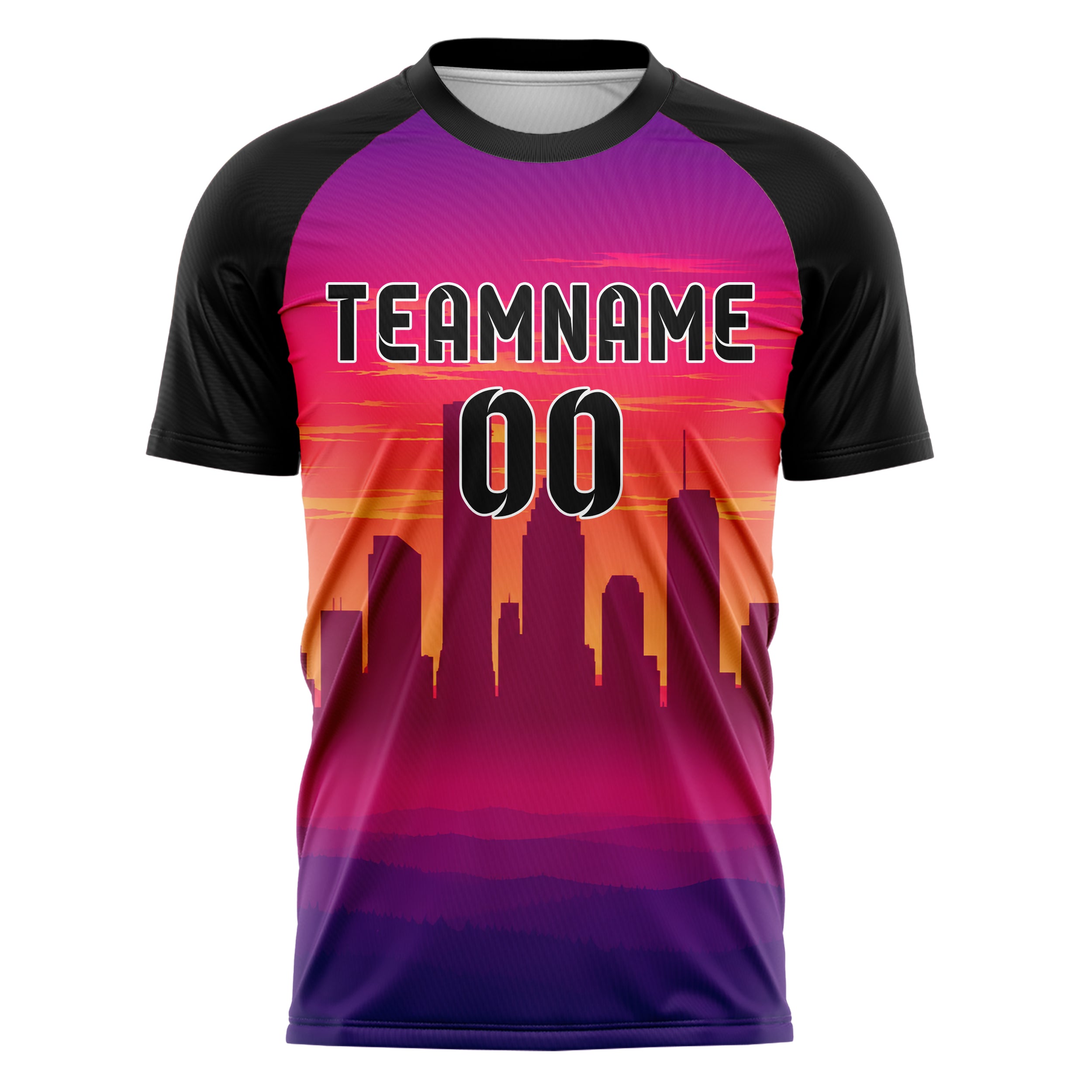 Hot Pink Houston Skyline Design 15-0111 individuelles Fußballtrikot front