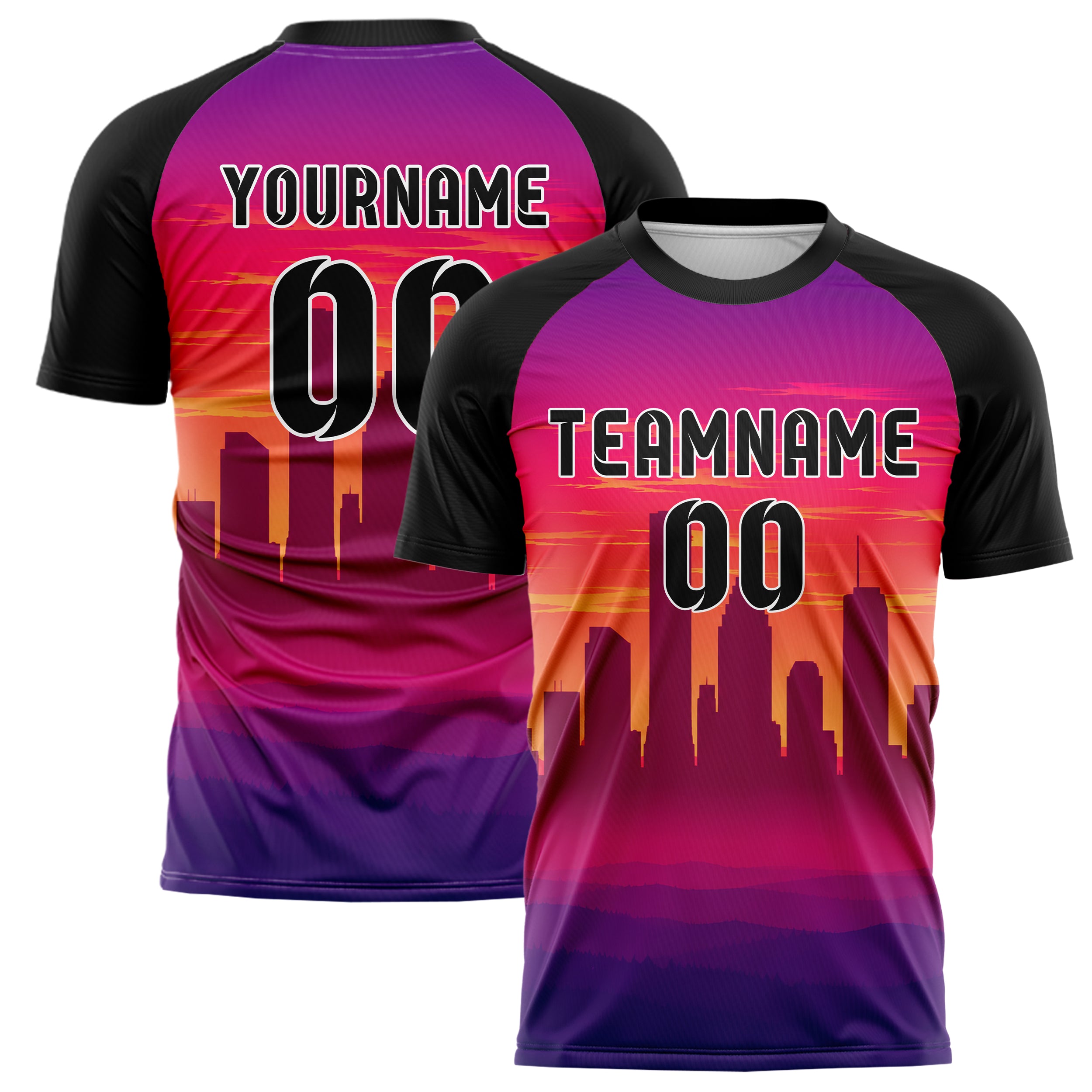Hot Pink Houston Skyline Design 15-0111 individuelles Fußballtrikot main