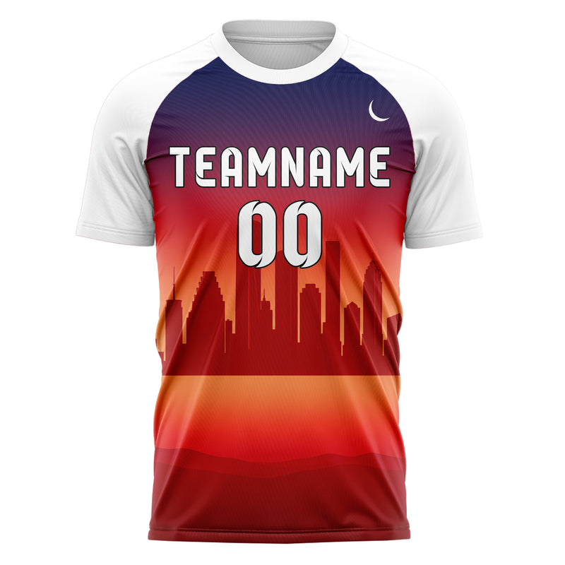 Rot Houston Skyline Design 15-0113 individuelles Fußballtrikot front