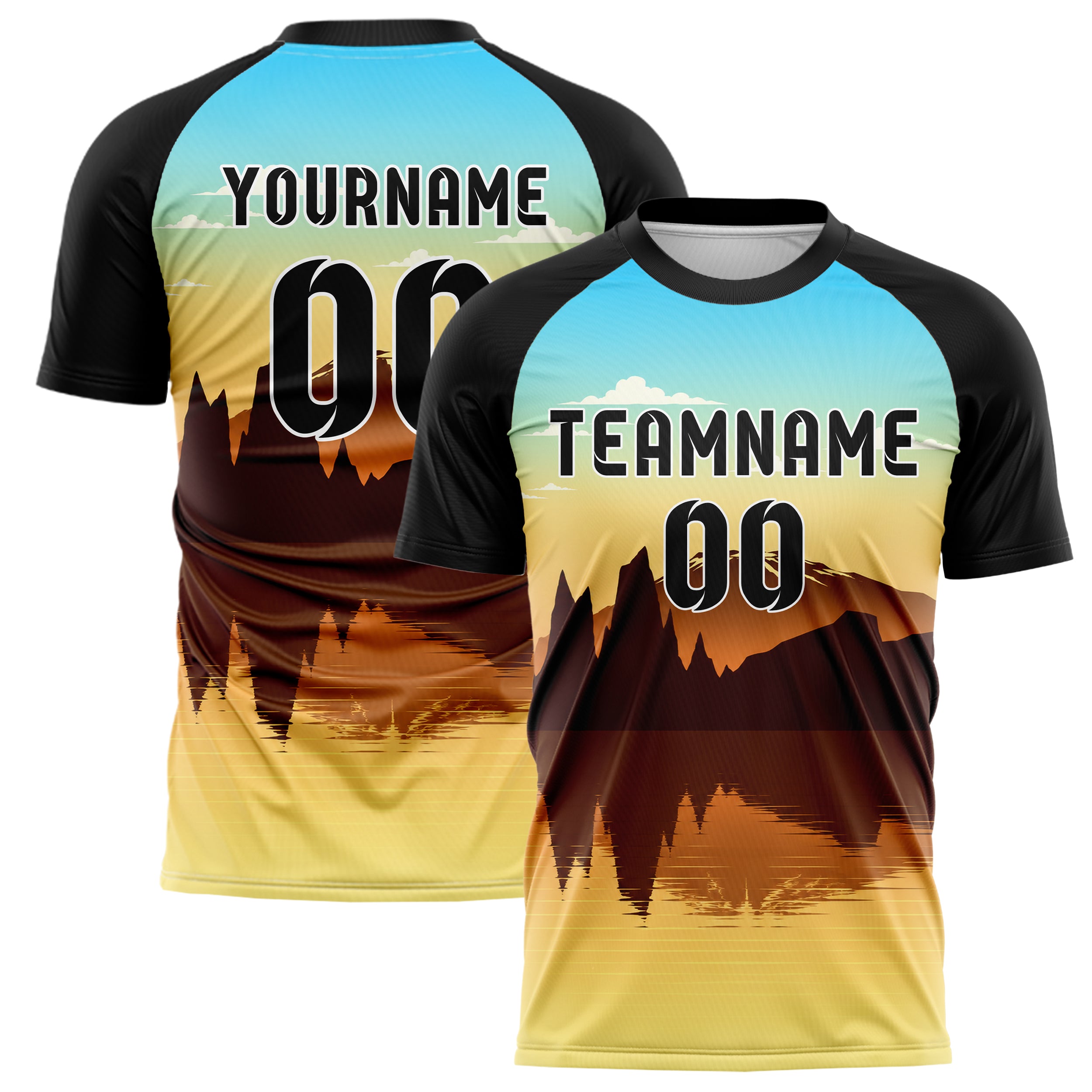 Gelb Iceland Skyline Design 15-0435 individuelles Fußballtrikot main