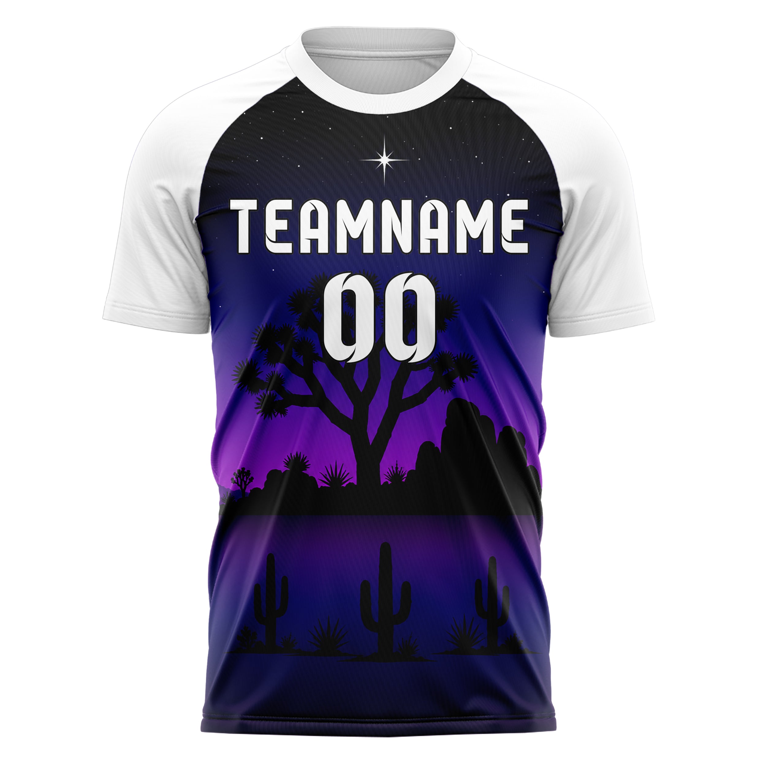 Schwarz Joshua Tree Skyline Design 15-0498 individuelles Fußballtrikot front