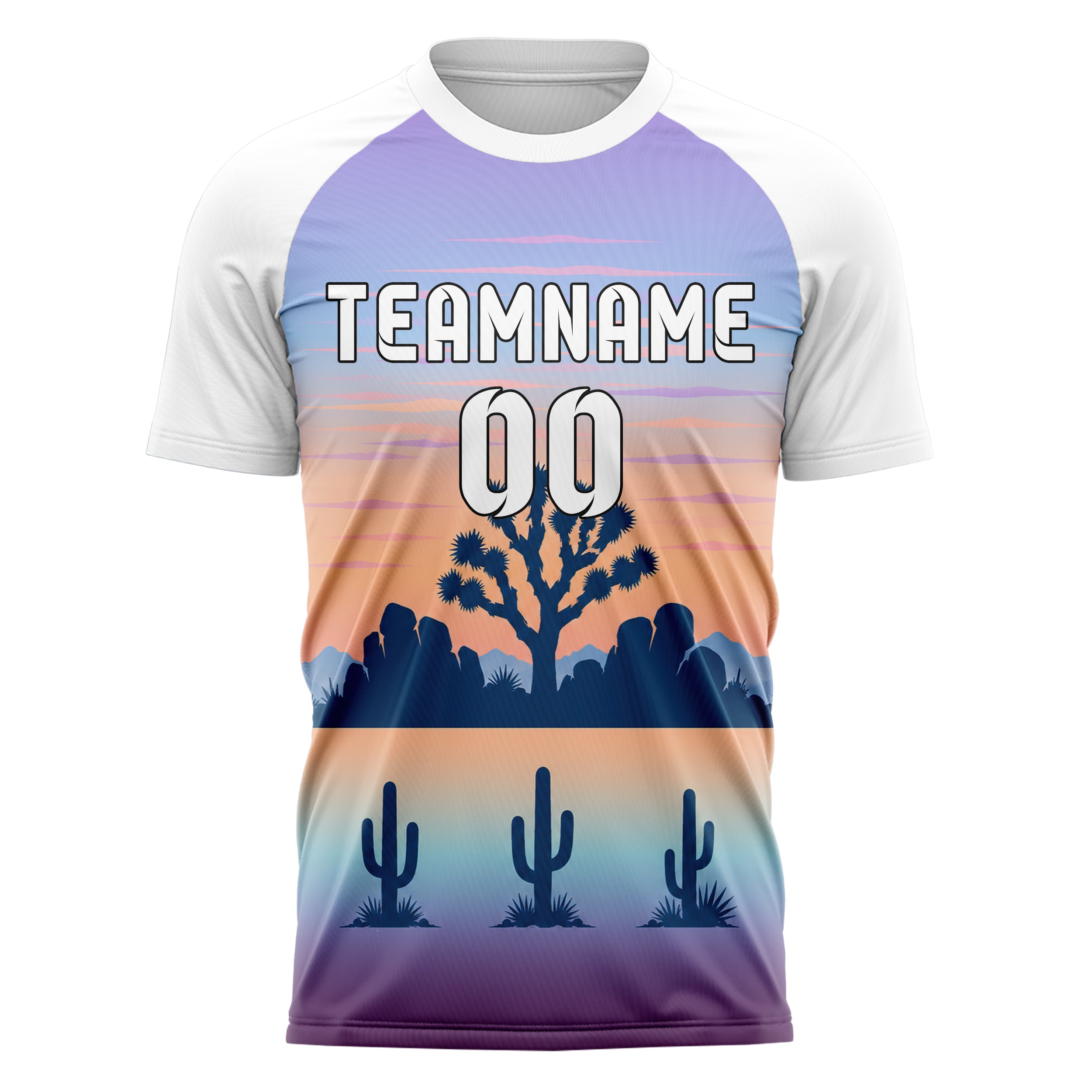 Hellblau Joshua Tree Skyline Design 15-0494 individuelles Fußballtrikot front