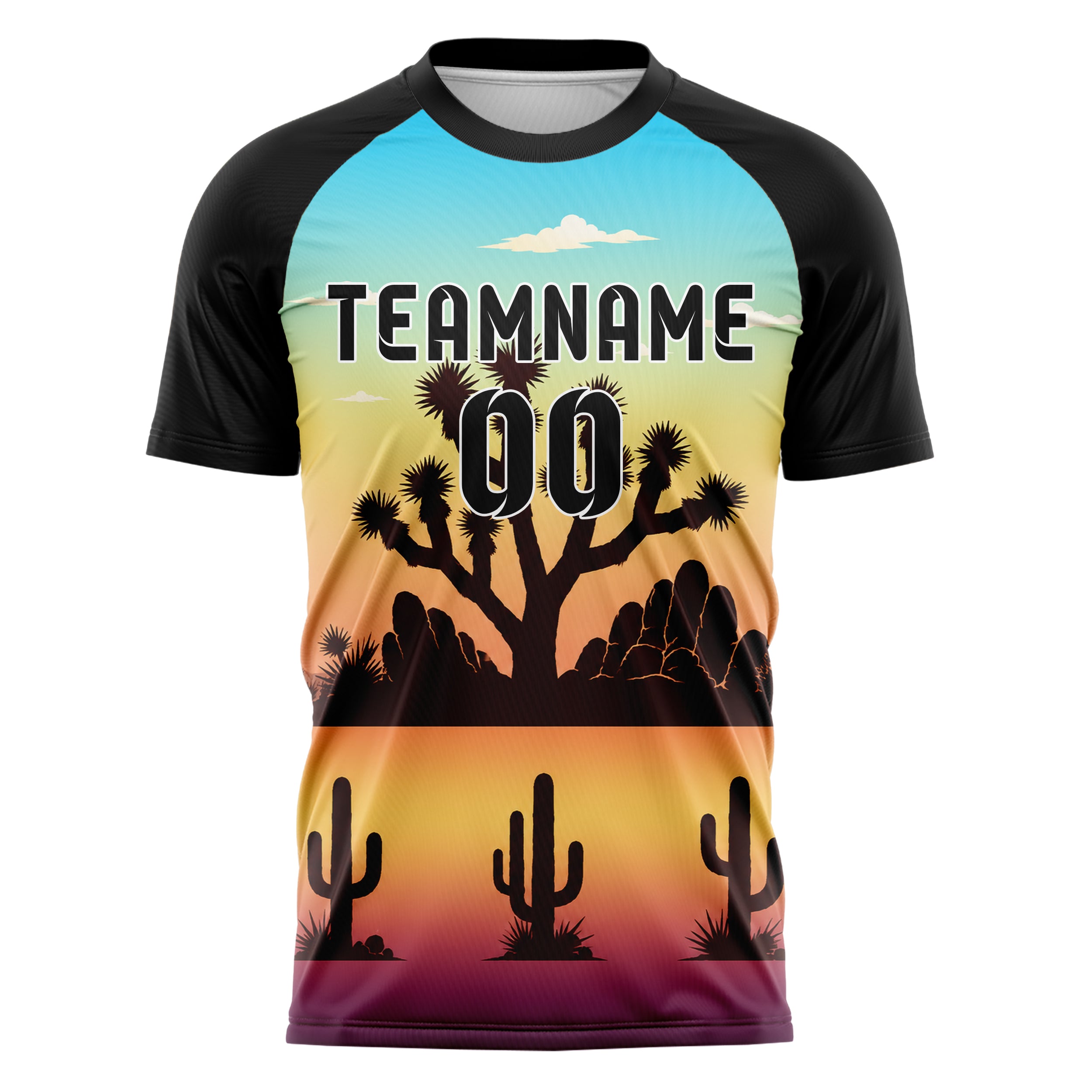 Gelb Joshua Tree Skyline Design 15-0495 individuelles Fußballtrikot front