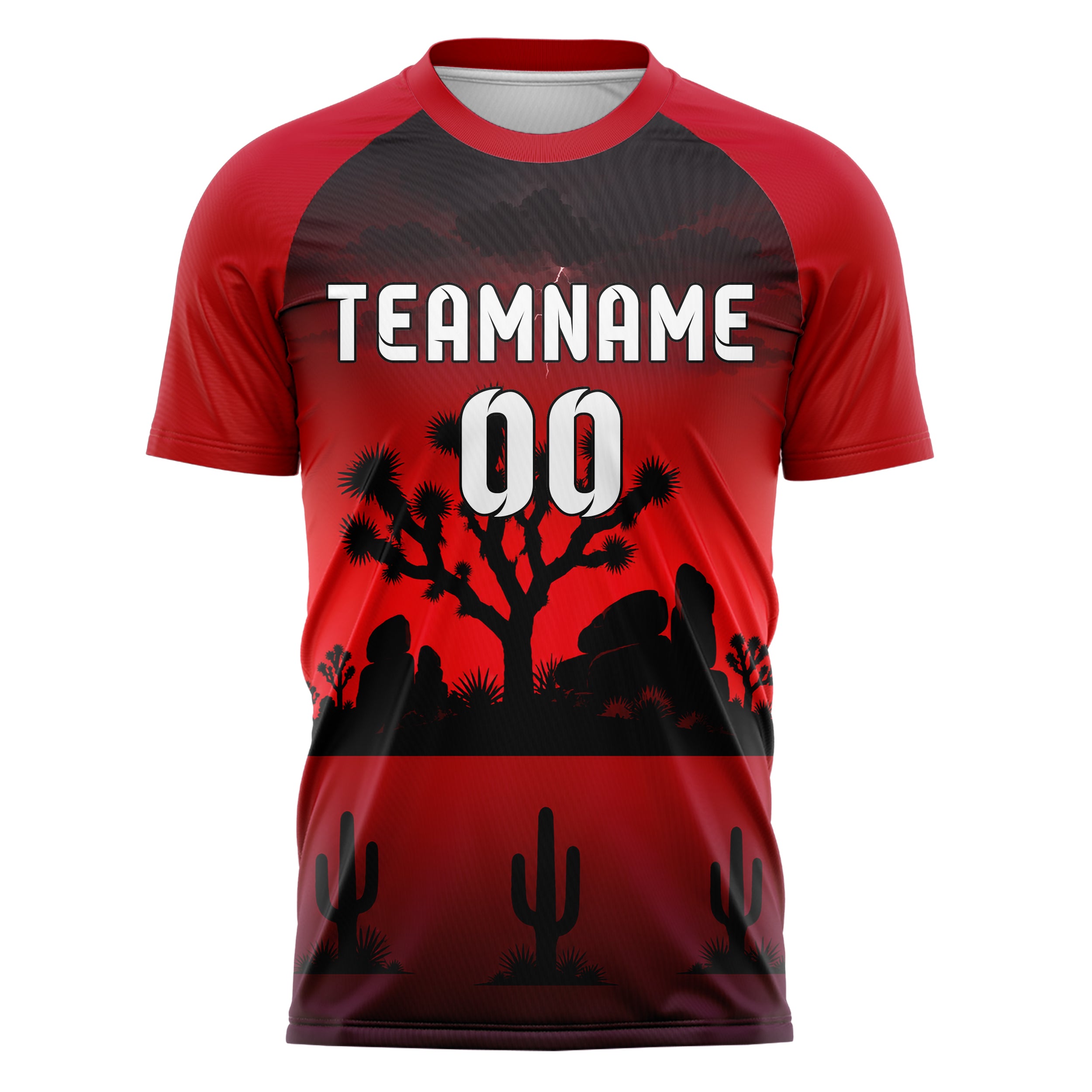 Schwarz Joshua Tree Skyline Design 15-0497 individuelles Fußballtrikot front