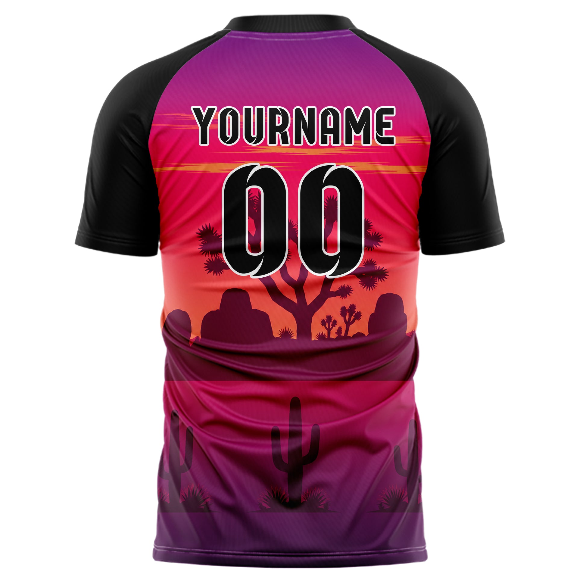Hot Pink Joshua Tree Skyline Design 15-0491 individuelles Fußballtrikot back
