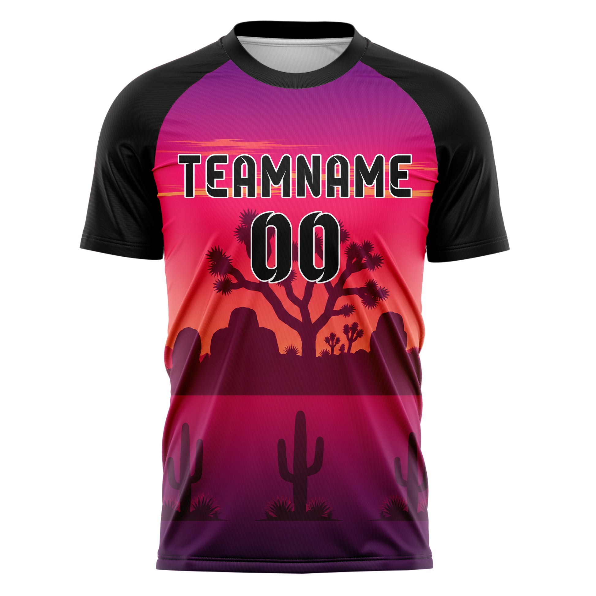 Hot Pink Joshua Tree Skyline Design 15-0491 individuelles Fußballtrikot front