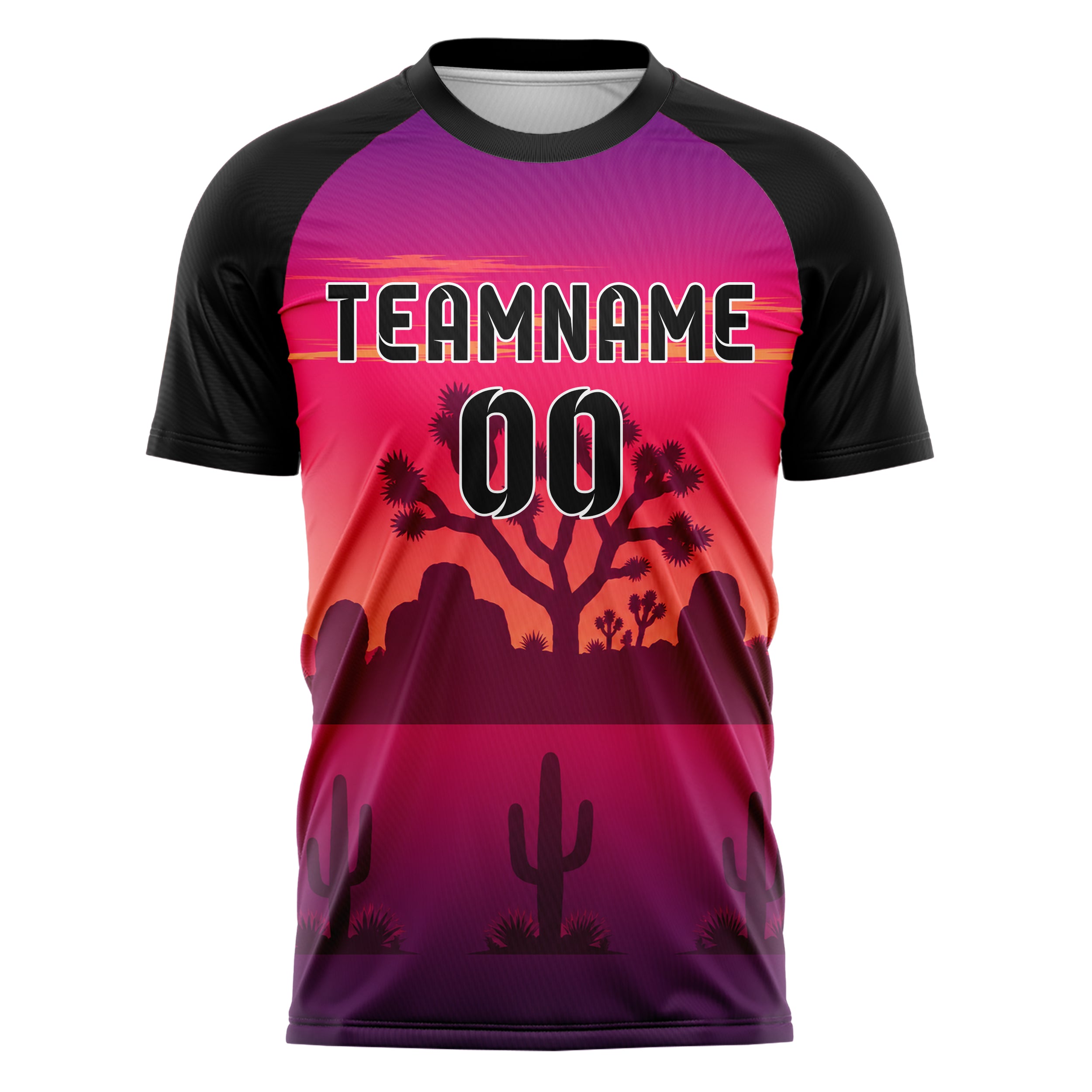 Hot Pink Joshua Tree Skyline Design 15-0491 individuelles Fußballtrikot front