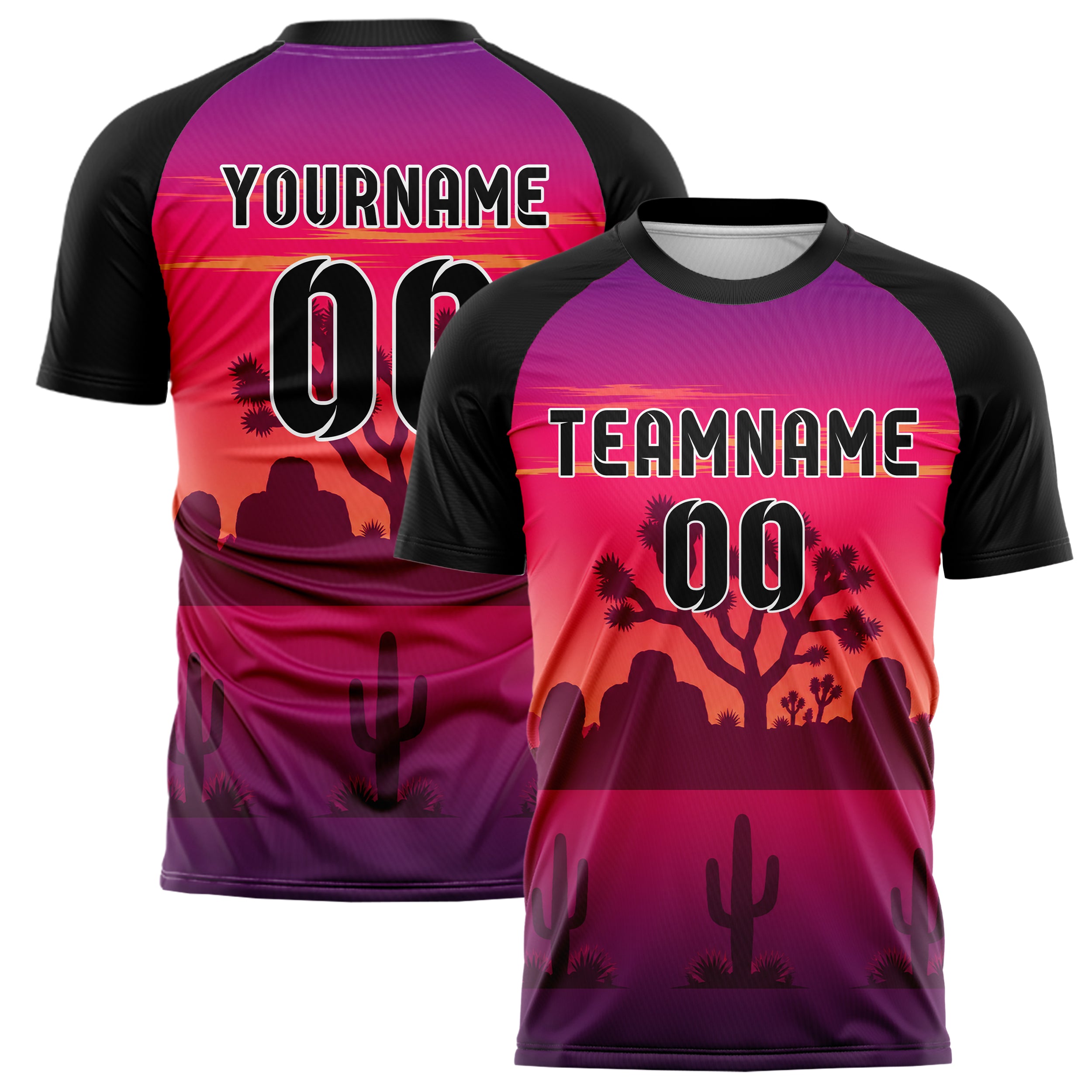 Hot Pink Joshua Tree Skyline Design 15-0491 individuelles Fußballtrikot main