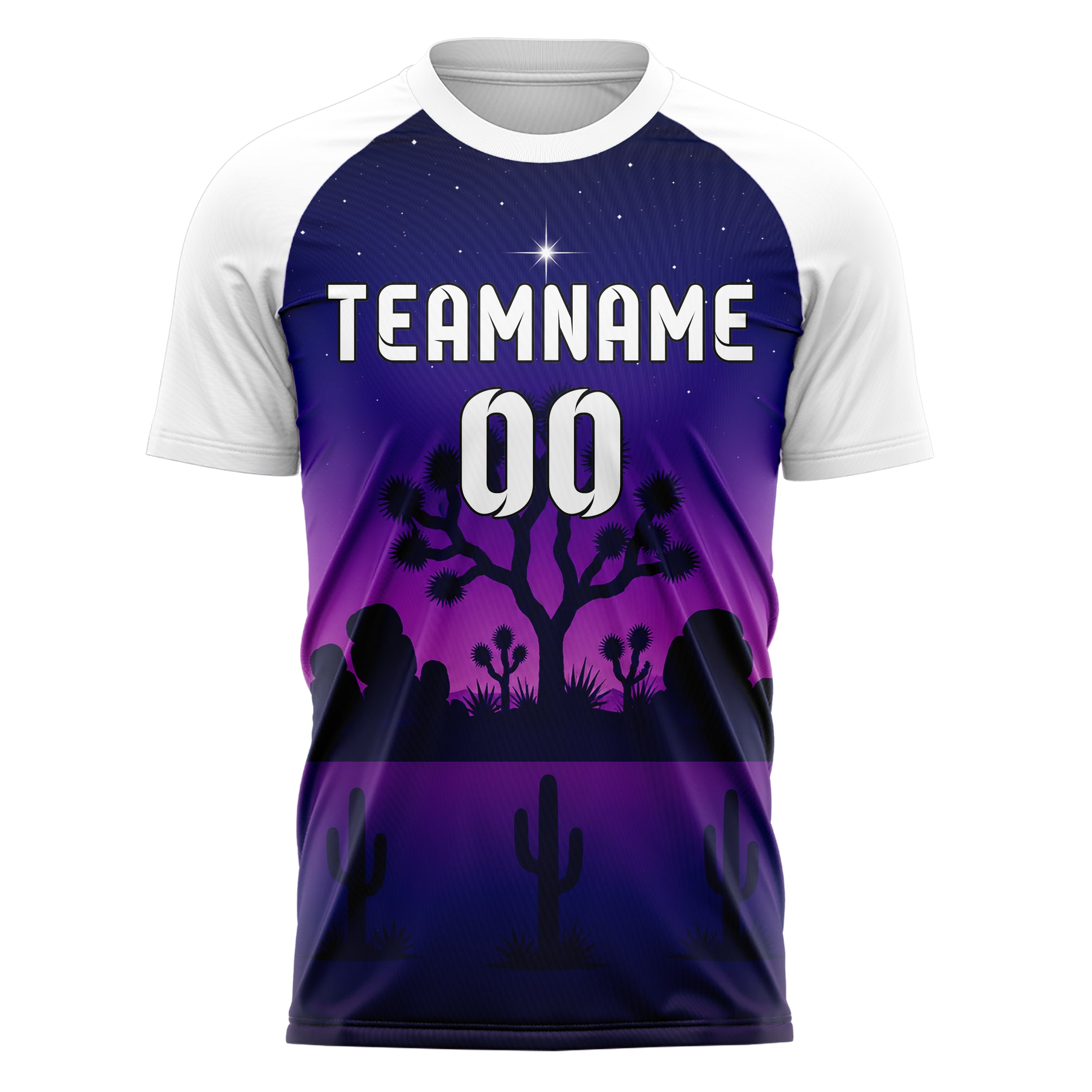 Marineblau Joshua Tree Skyline Design 15-0499 individuelles Fußballtrikot front