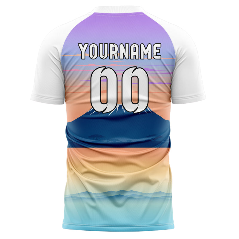 Hellblau Kilimanjaro Skyline Design 15-0384 individuelles Fußballtrikot back