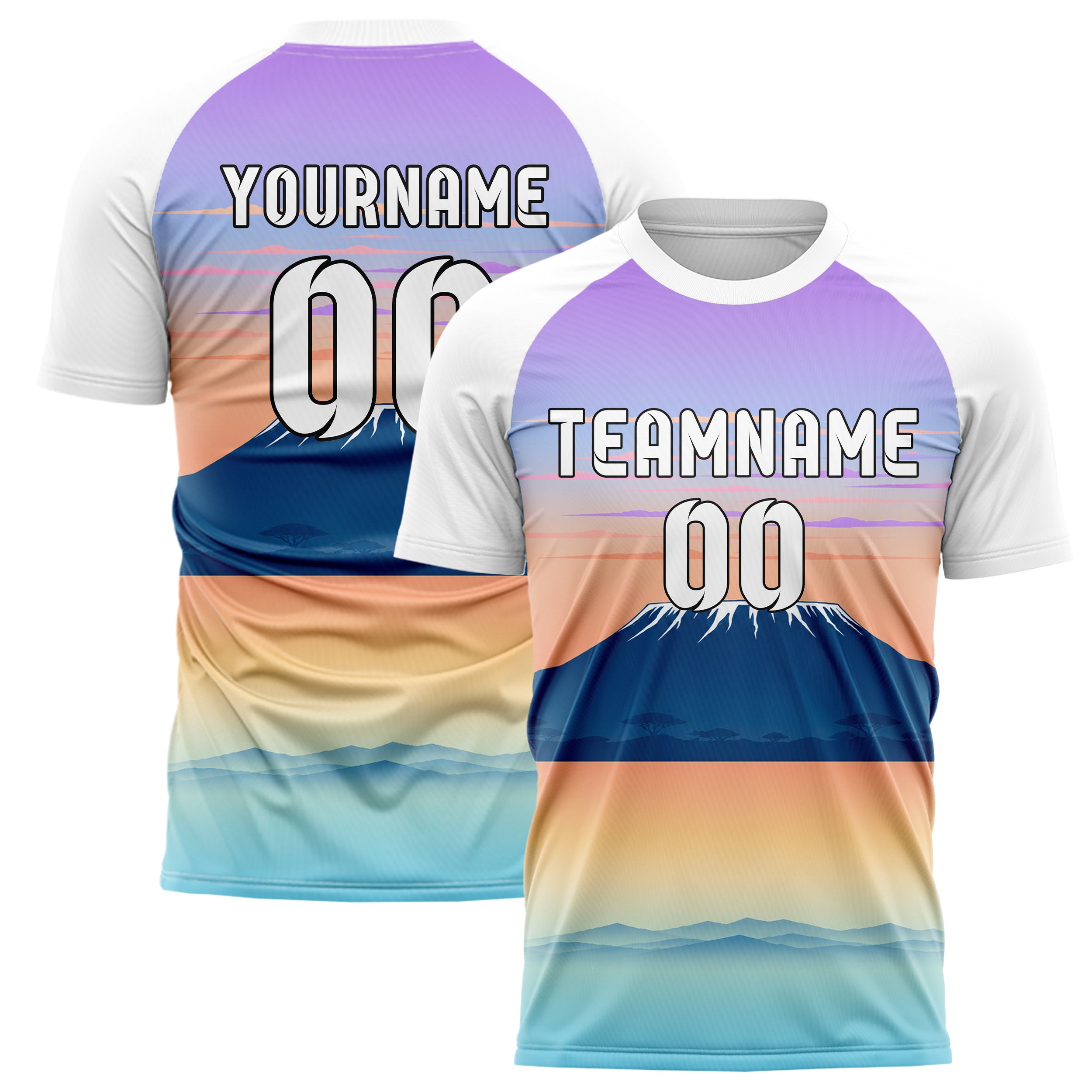 Hellblau Kilimanjaro Skyline Design 15-0384 individuelles Fußballtrikot main