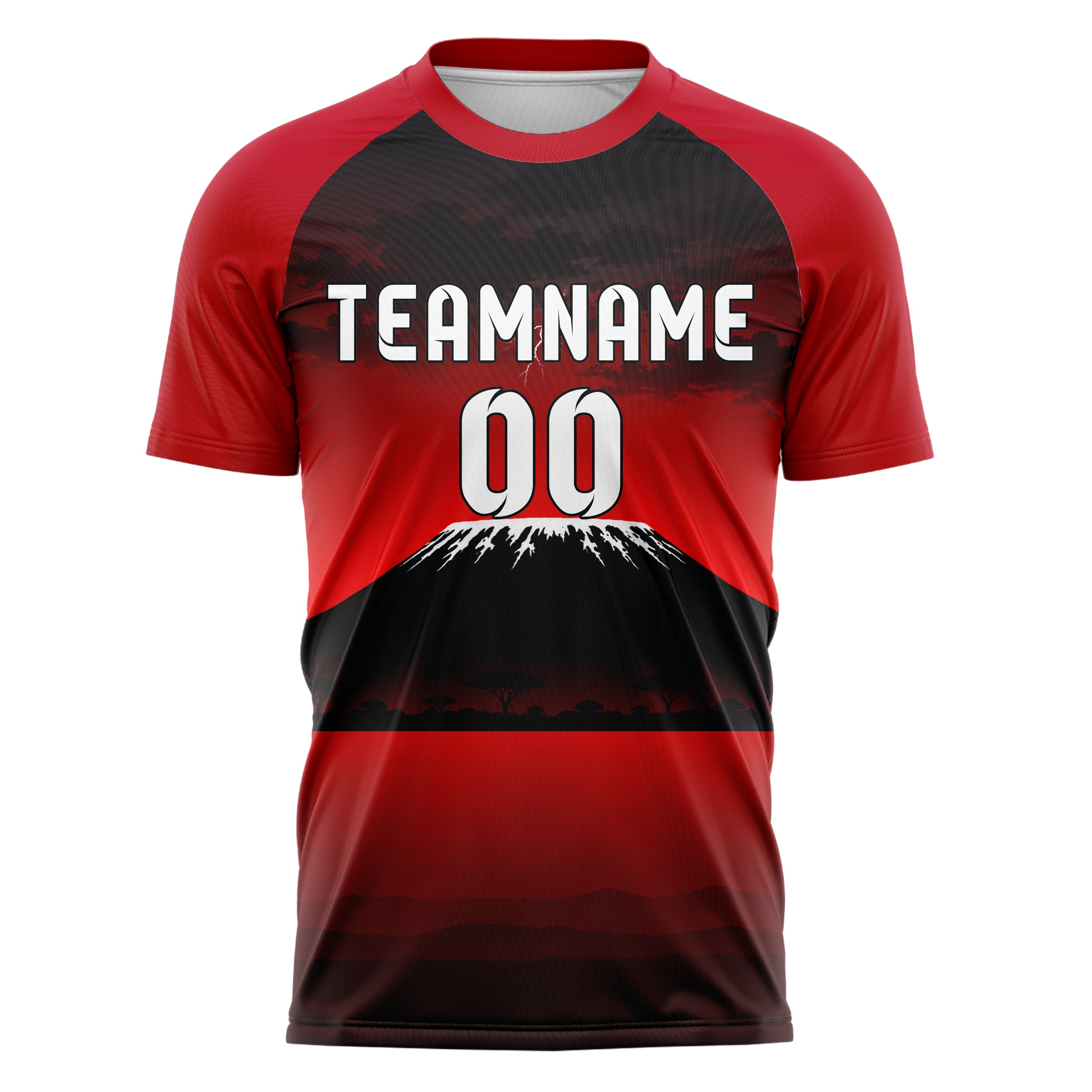 Schwarz Kilimanjaro Skyline Design 15-0387 individuelles Fußballtrikot front