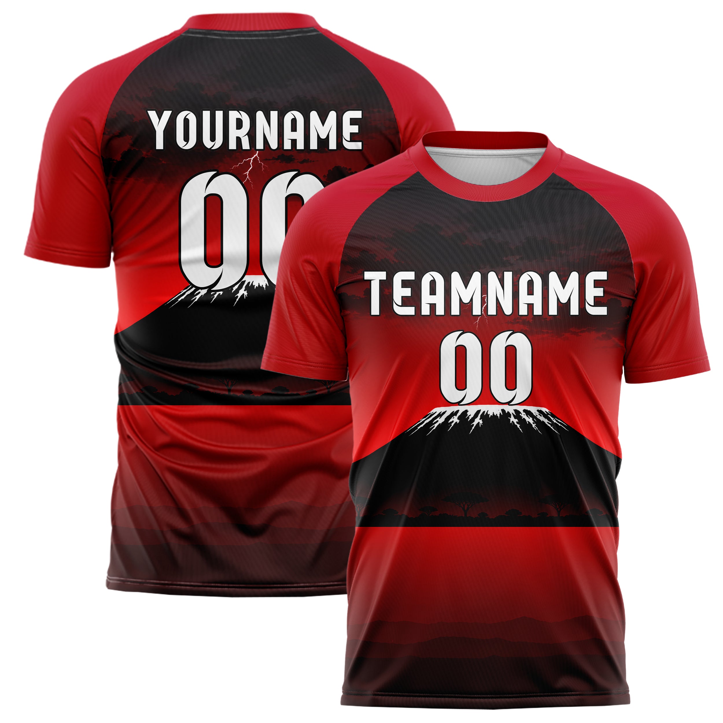 Schwarz Kilimanjaro Skyline Design 15-0387 individuelles Fußballtrikot main