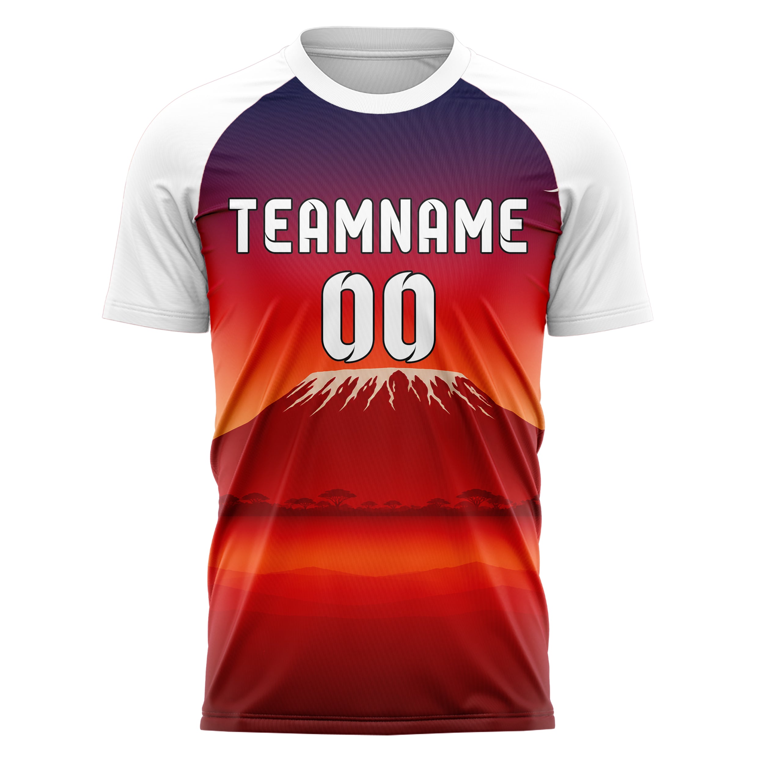 Rot Kilimanjaro Skyline Design 15-0383 individuelles Fußballtrikot front