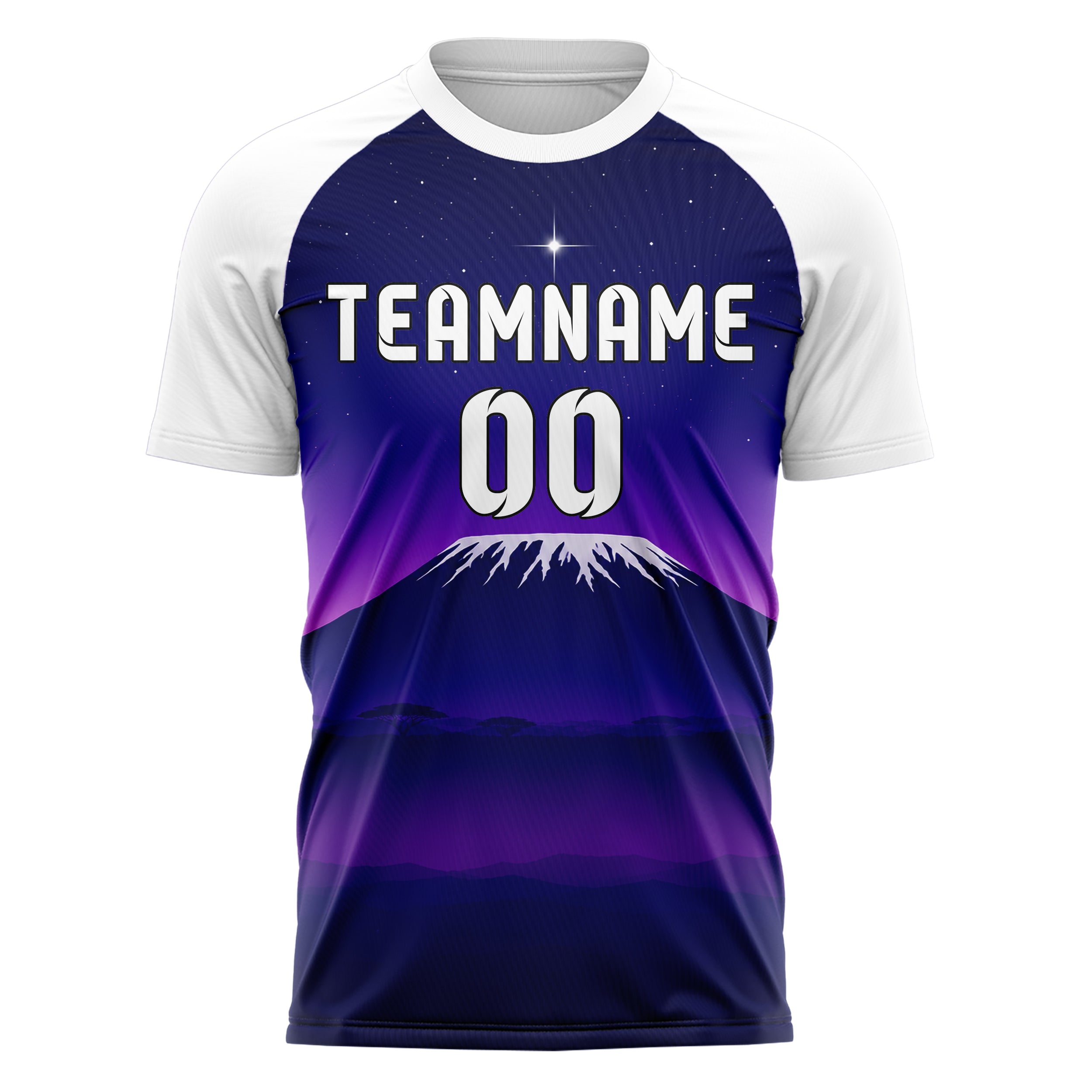 Marineblau Kilimanjaro Skyline Design 15-0389 individuelles Fußballtrikot front