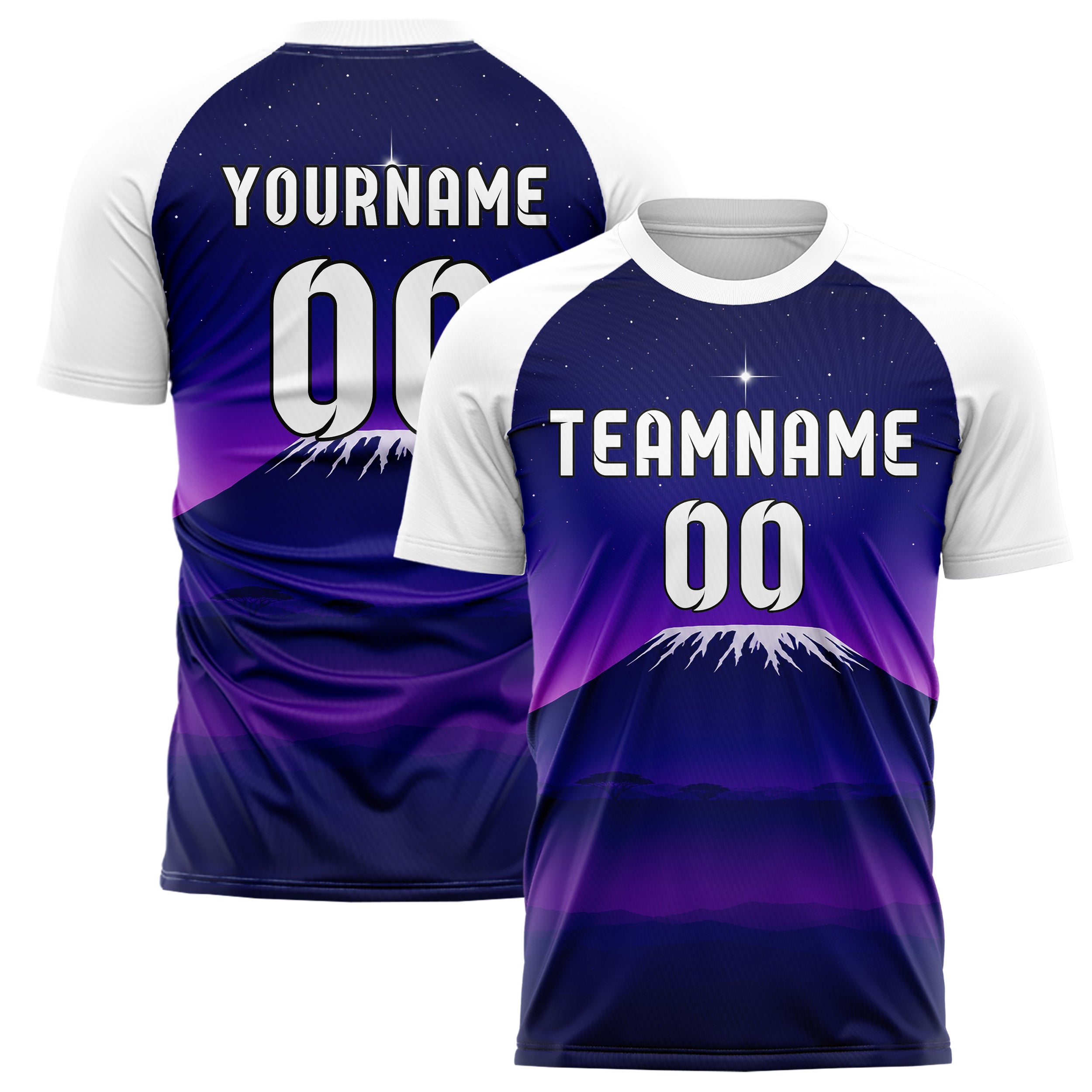 Marineblau Kilimanjaro Skyline Design 15-0389 individuelles Fußballtrikot main
