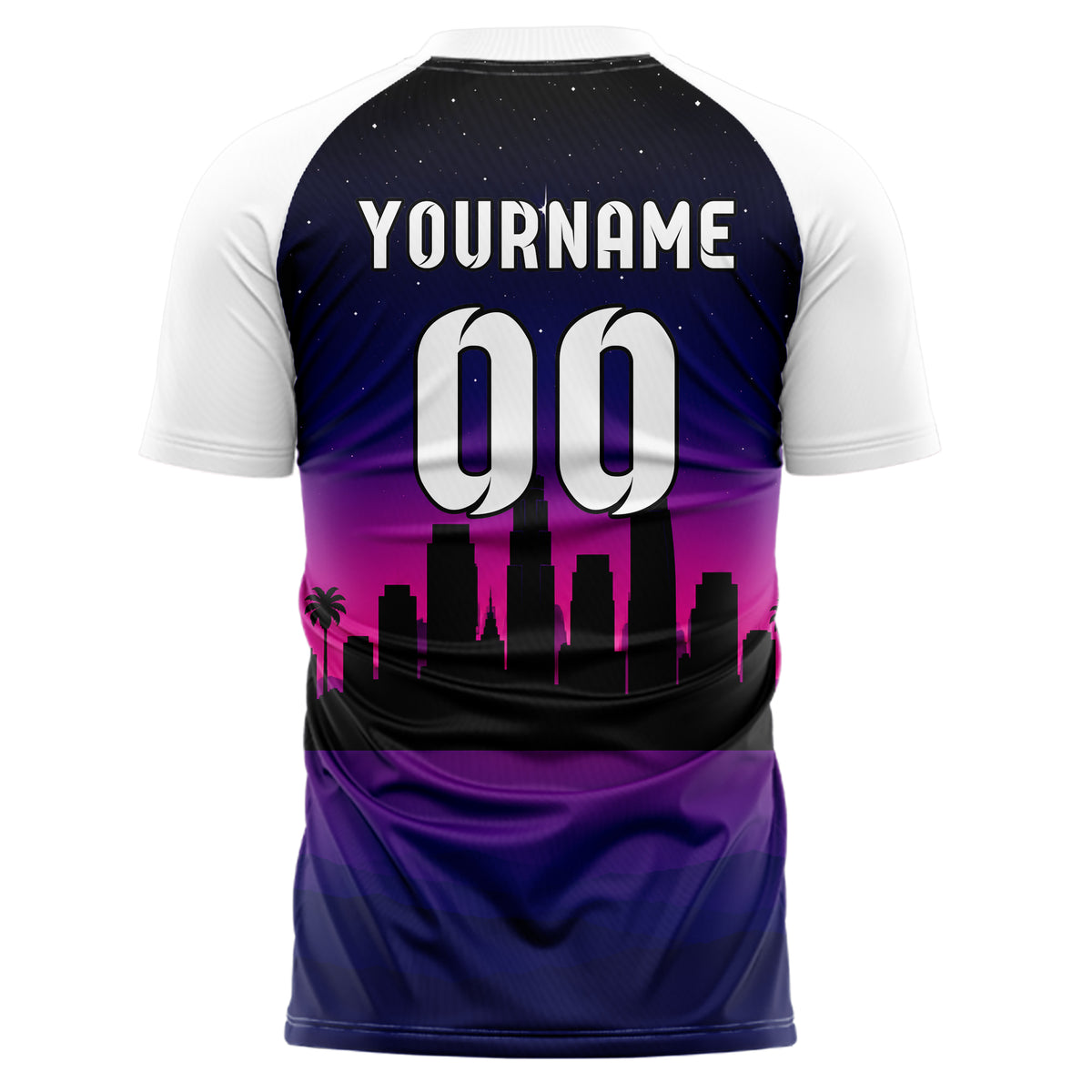 Schwarz Los Angeles Skyline Design 15-0028 individuelles Fußballtrikot back