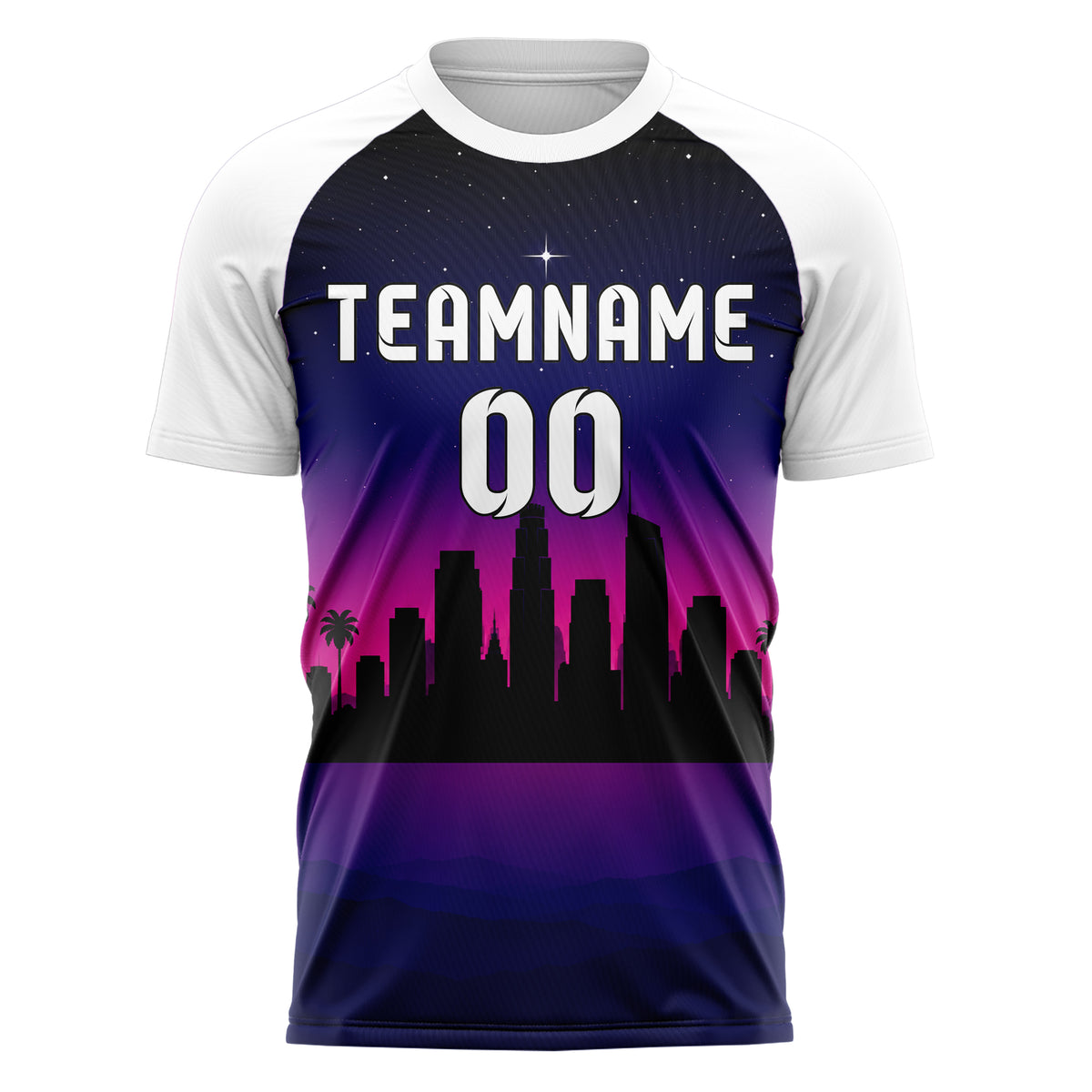 Schwarz Los Angeles Skyline Design 15-0028 individuelles Fußballtrikot front