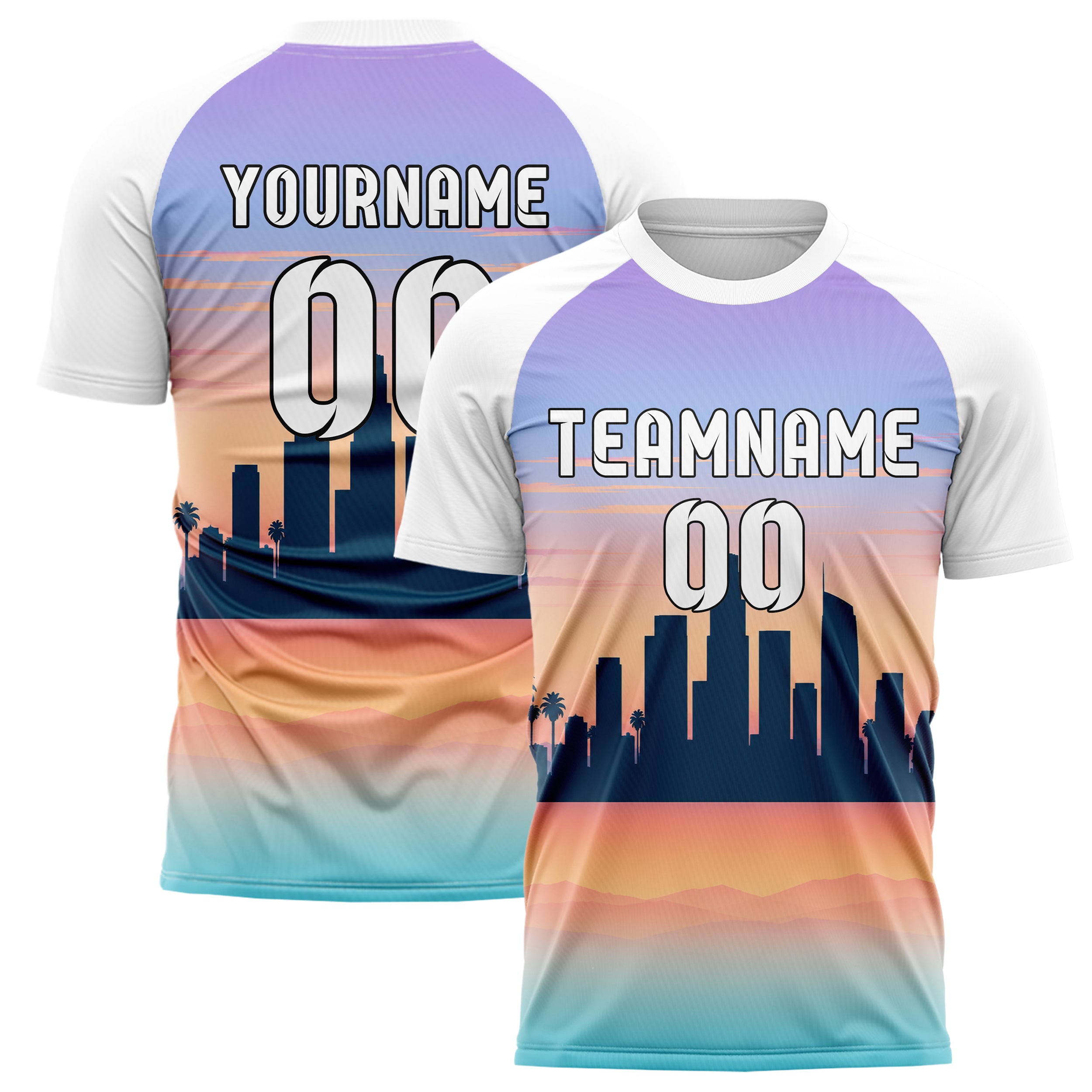 Hellblau Los Angeles Skyline Design 15-0024 individuelles Fußballtrikot main