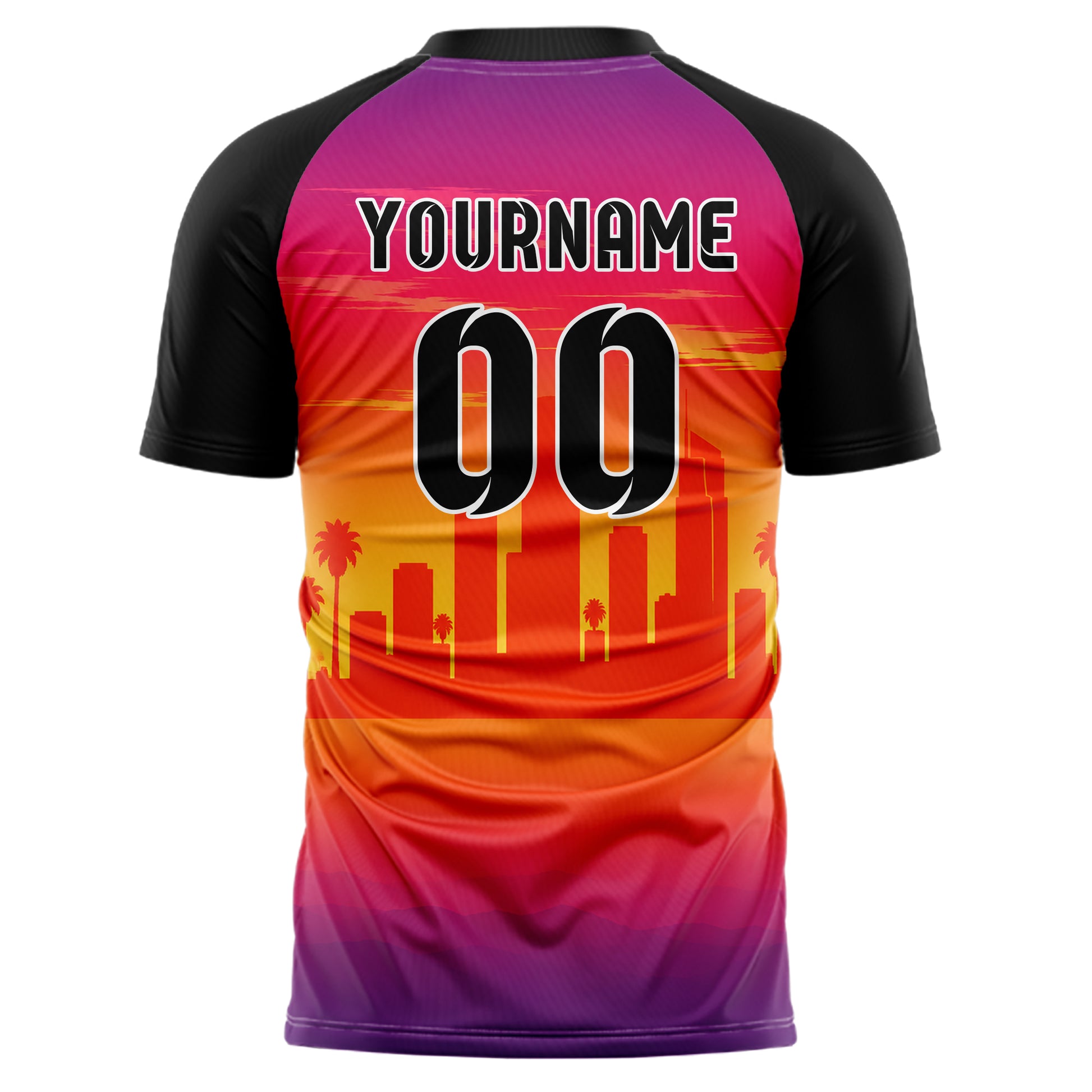 Orange Los Angeles Skyline Design 15-0022 individuelles Fußballtrikot back