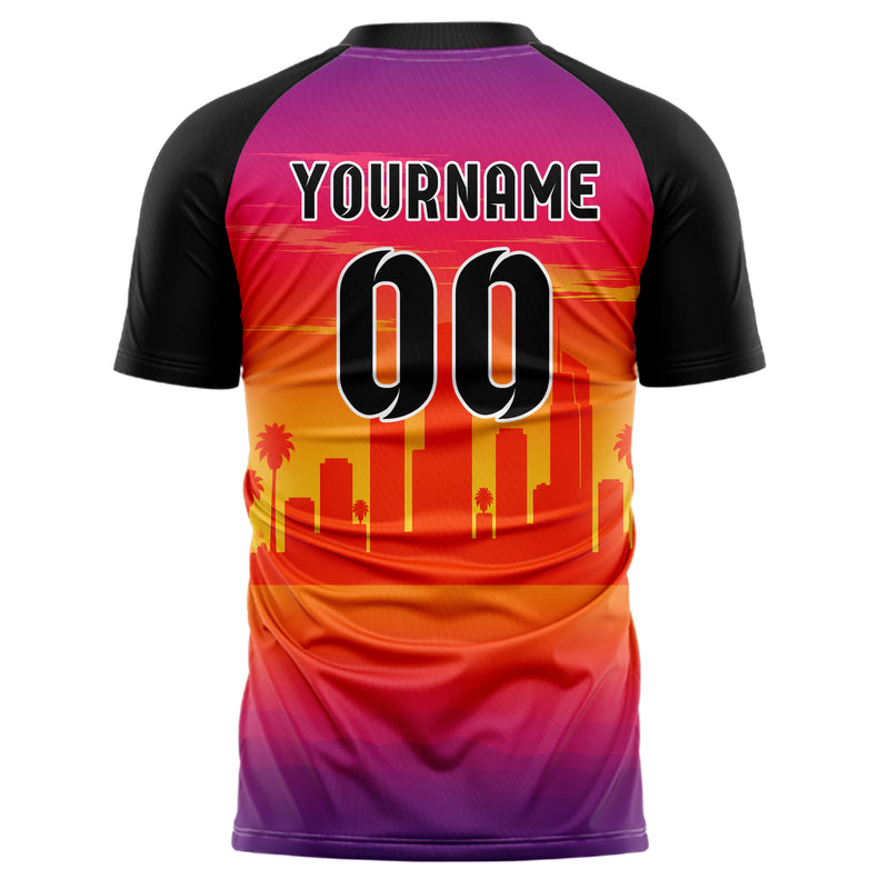 Orange Los Angeles Skyline Design 15-0022 individuelles Fußballtrikot back