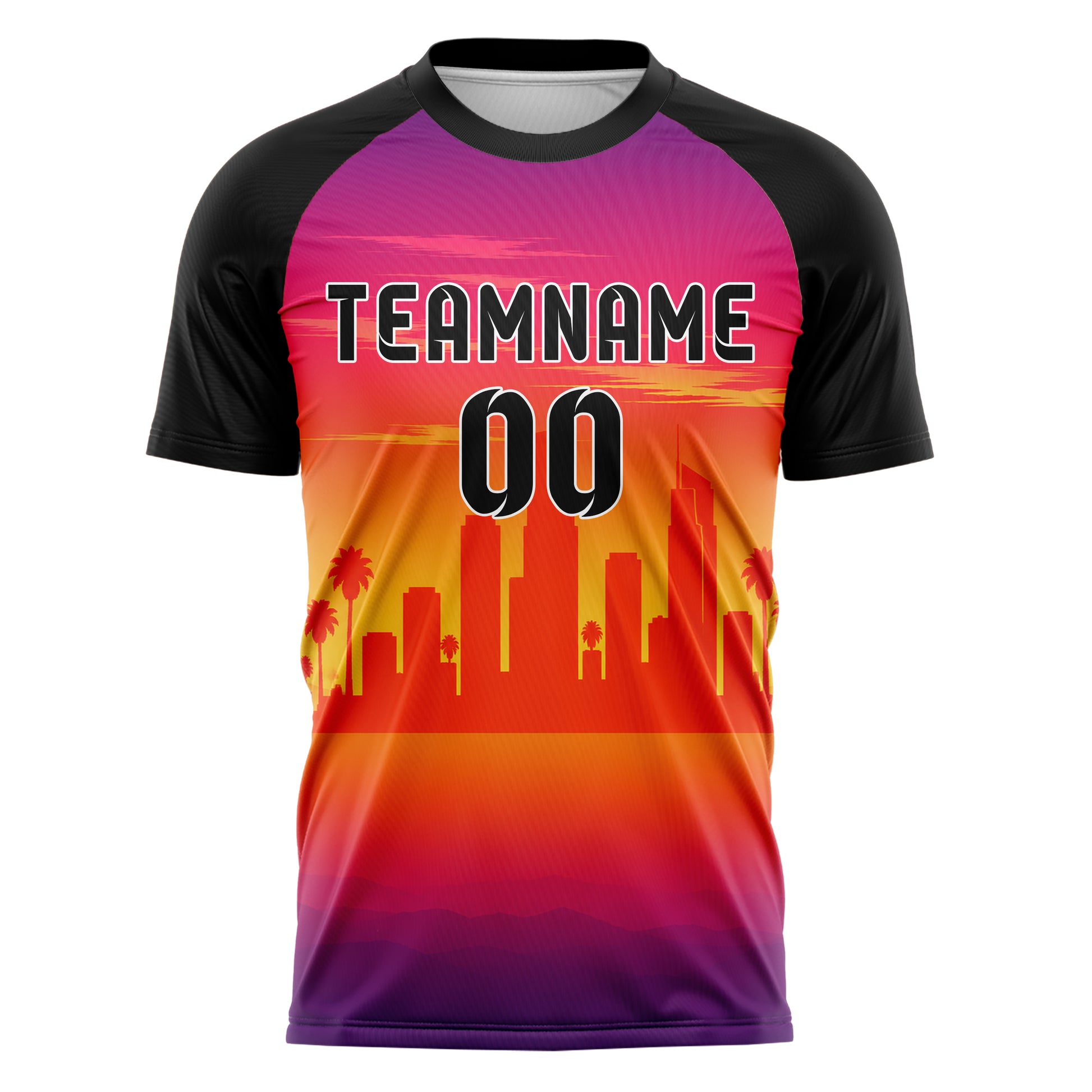Orange Los Angeles Skyline Design 15-0022 individuelles Fußballtrikot front