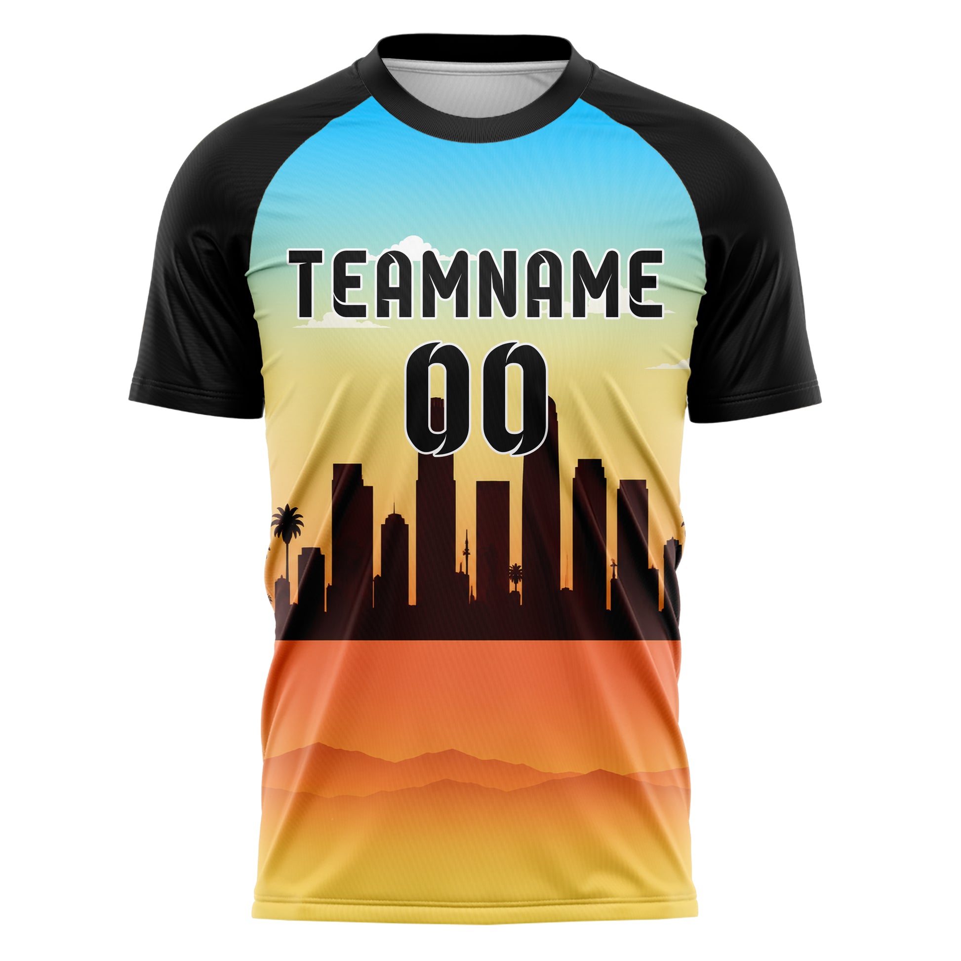 Gelb Los Angeles Skyline Design 15-0025 individuelles Fußballtrikot front