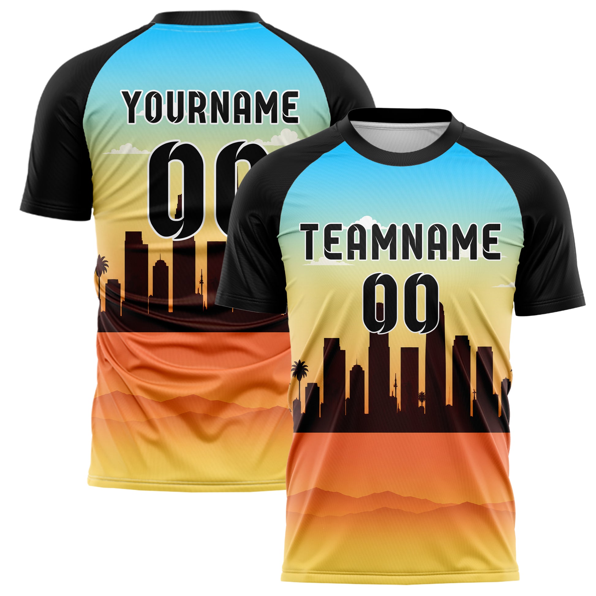 Gelb Los Angeles Skyline Design 15-0025 individuelles Fußballtrikot main