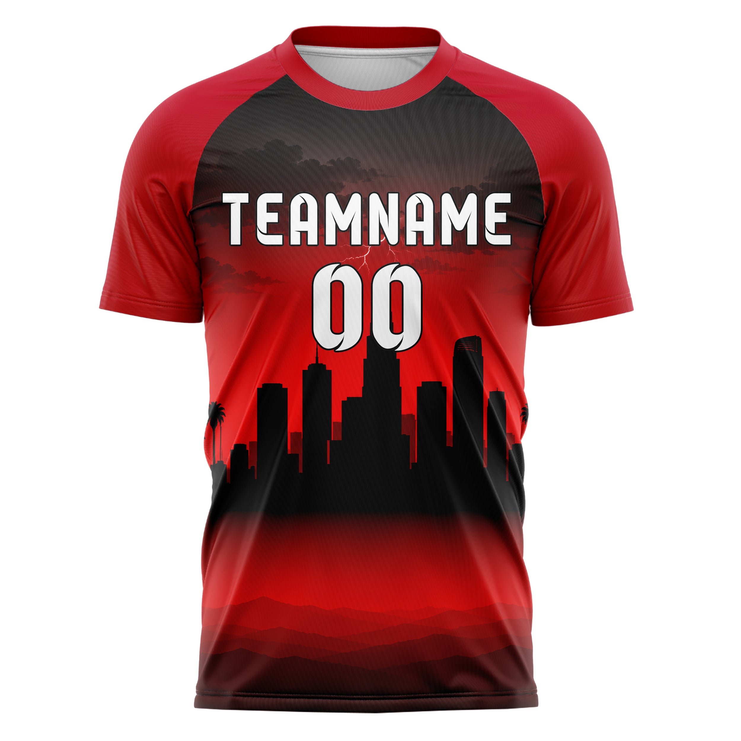 Schwarz Los Angeles Skyline Design 15-0027 individuelles Fußballtrikot front