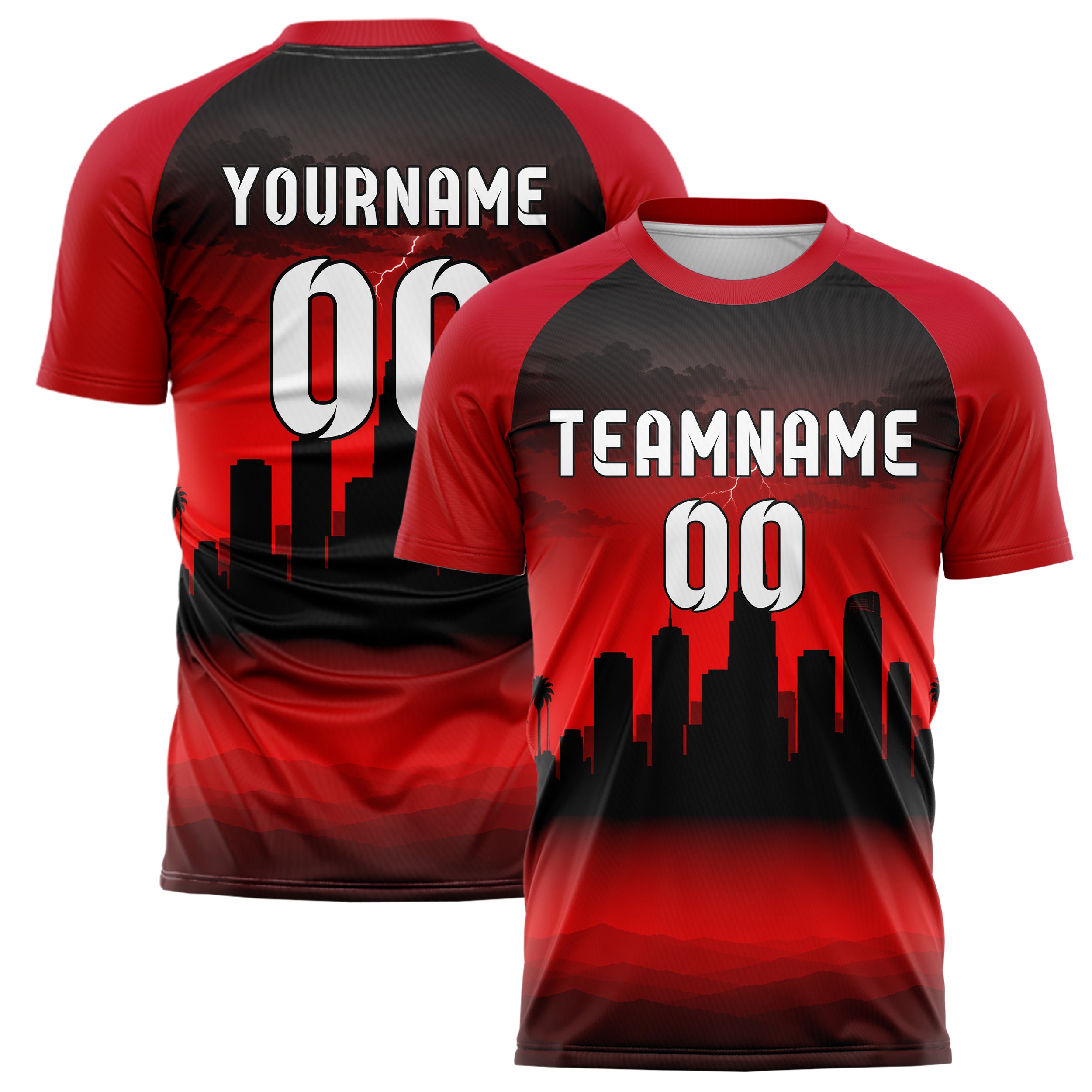 Schwarz Los Angeles Skyline Design 15-0027 individuelles Fußballtrikot main