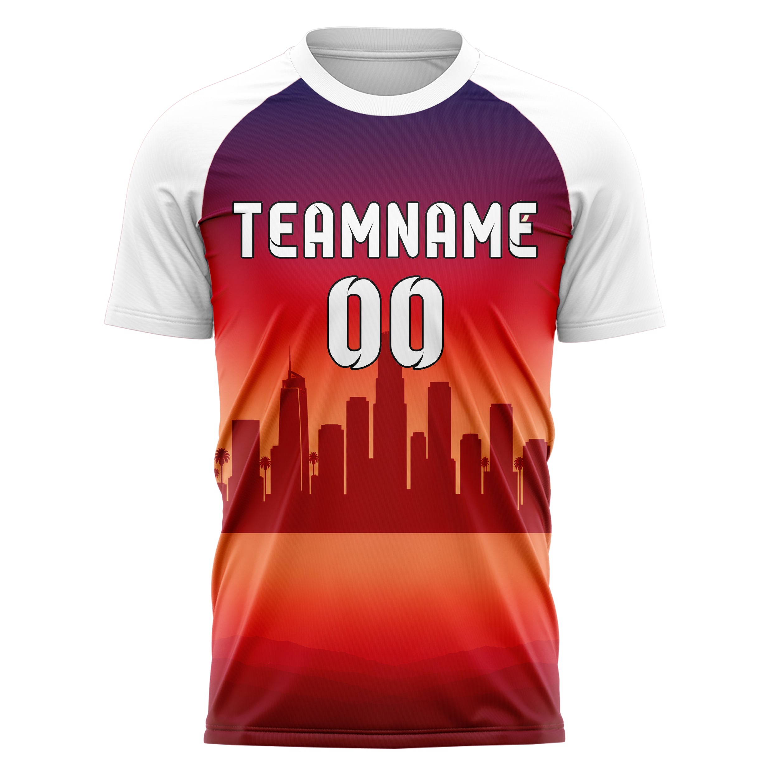 Rot Los Angeles Skyline Design 15-0023 individuelles Fußballtrikot front