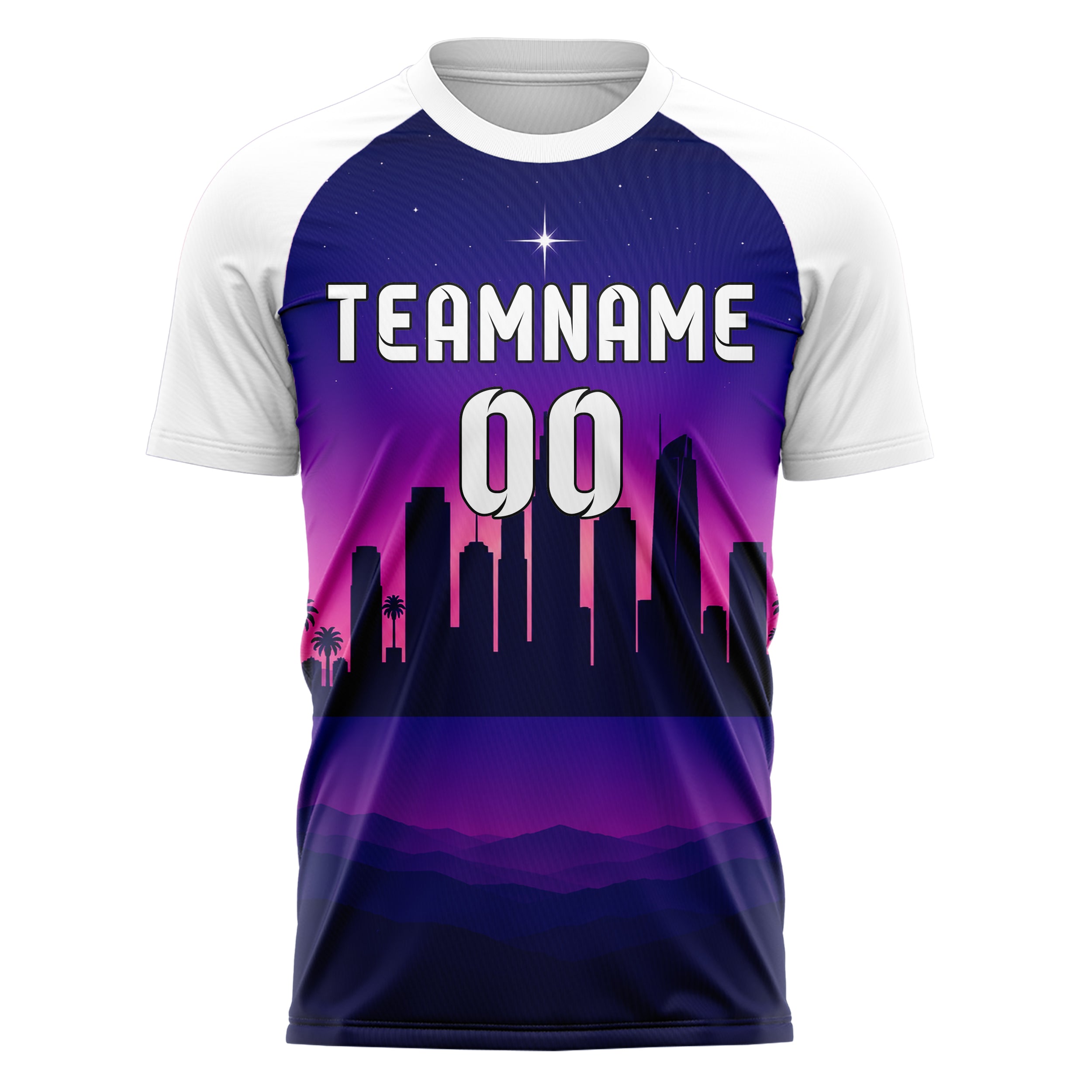 Marineblau Los Angeles Skyline Design 15-0029 individuelles Fußballtrikot front