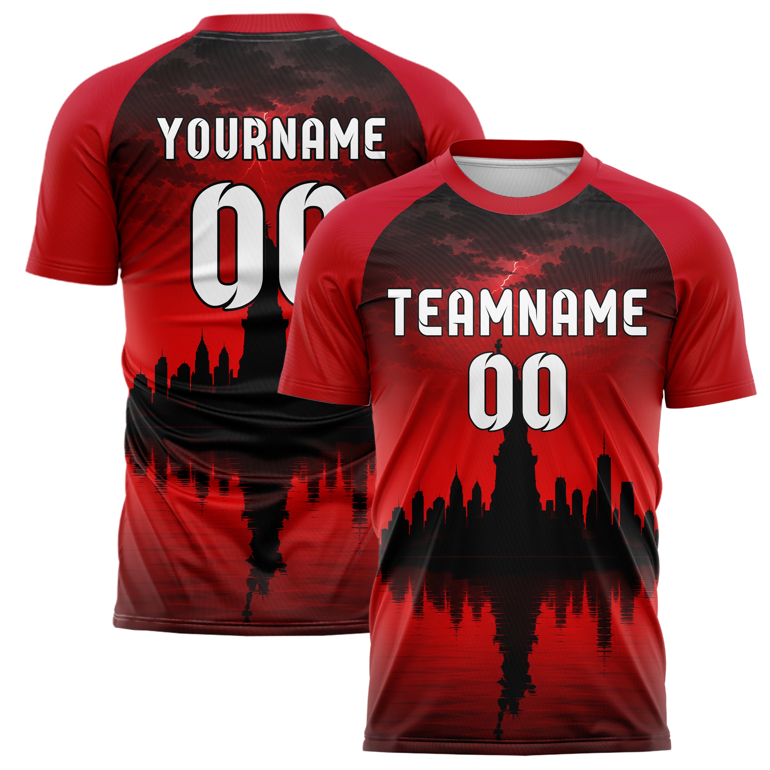 Schwarz Statue of Liberty Skyline Design 15-0267 individuelles Fußballtrikot main