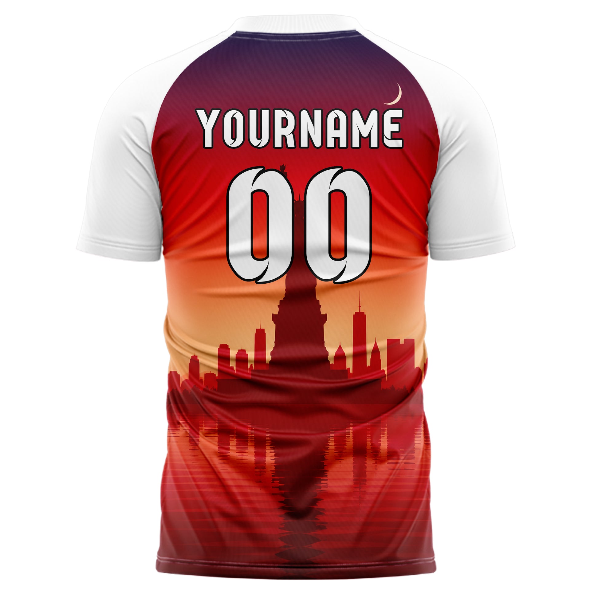 Rot Statue of Liberty Skyline Design 15-0263 individuelles Fußballtrikot back