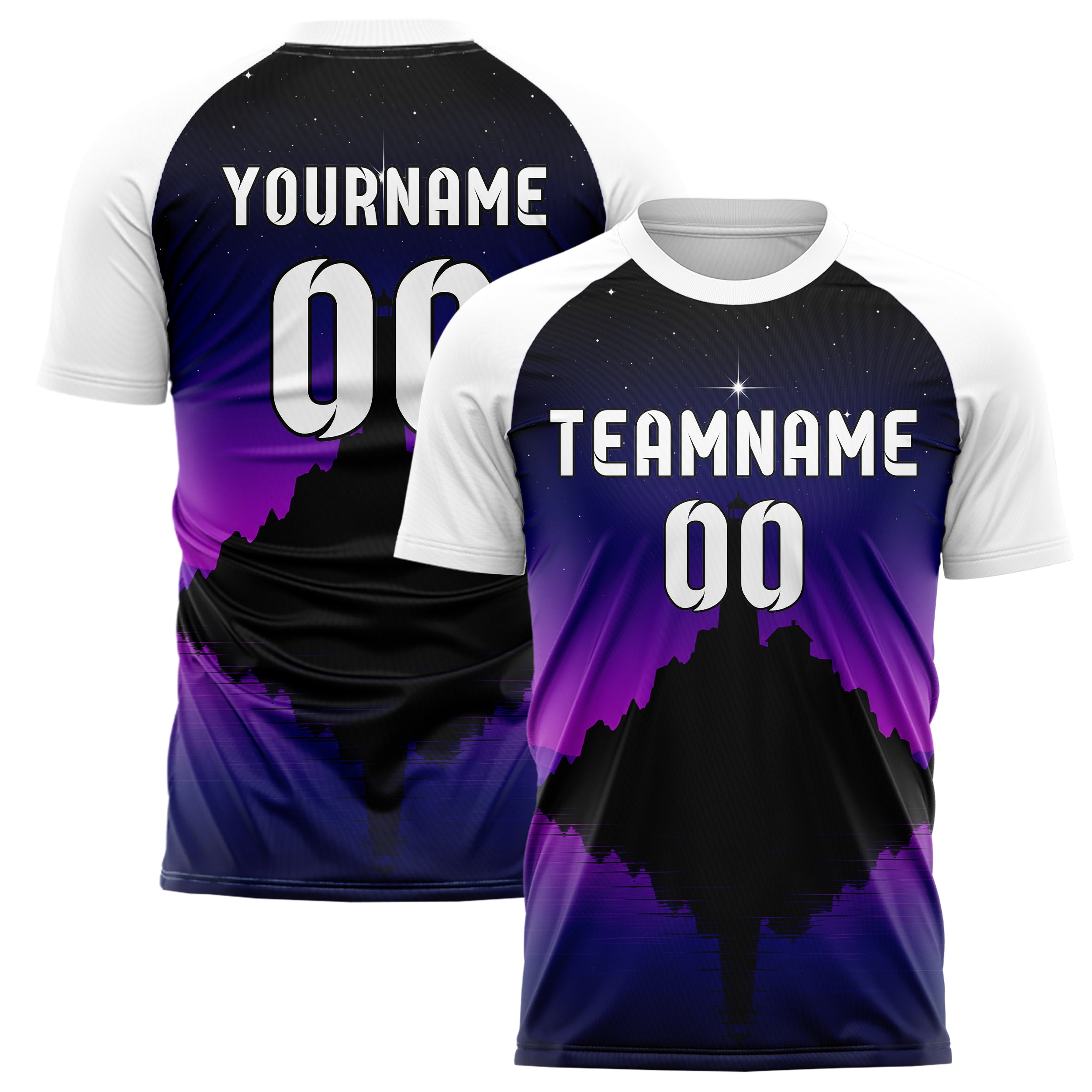 Schwarz Lighthouse Skyline Design 15-0418 individuelles Fußballtrikot main