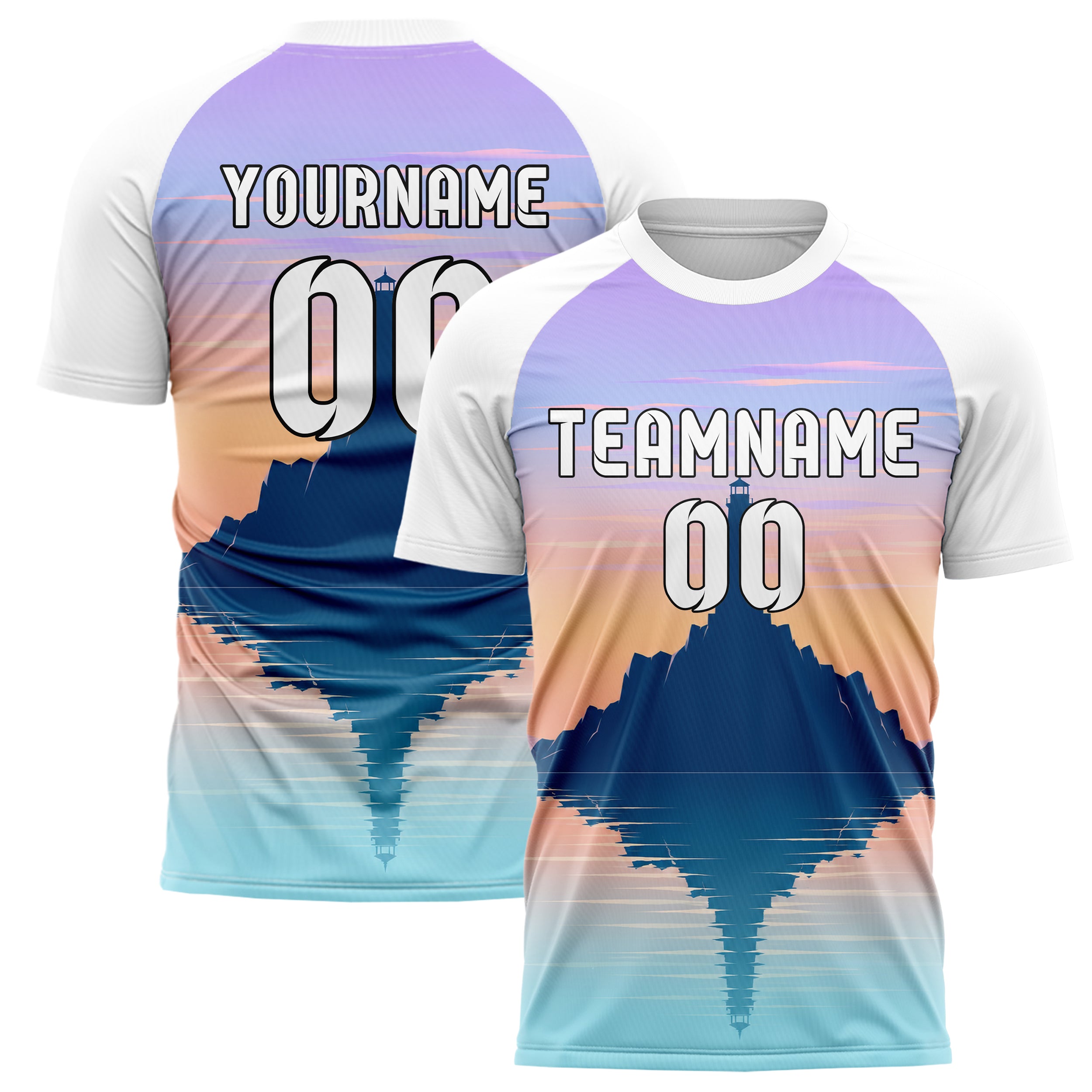 Hellblau Lighthouse Skyline Design 15-0414 individuelles Fußballtrikot main