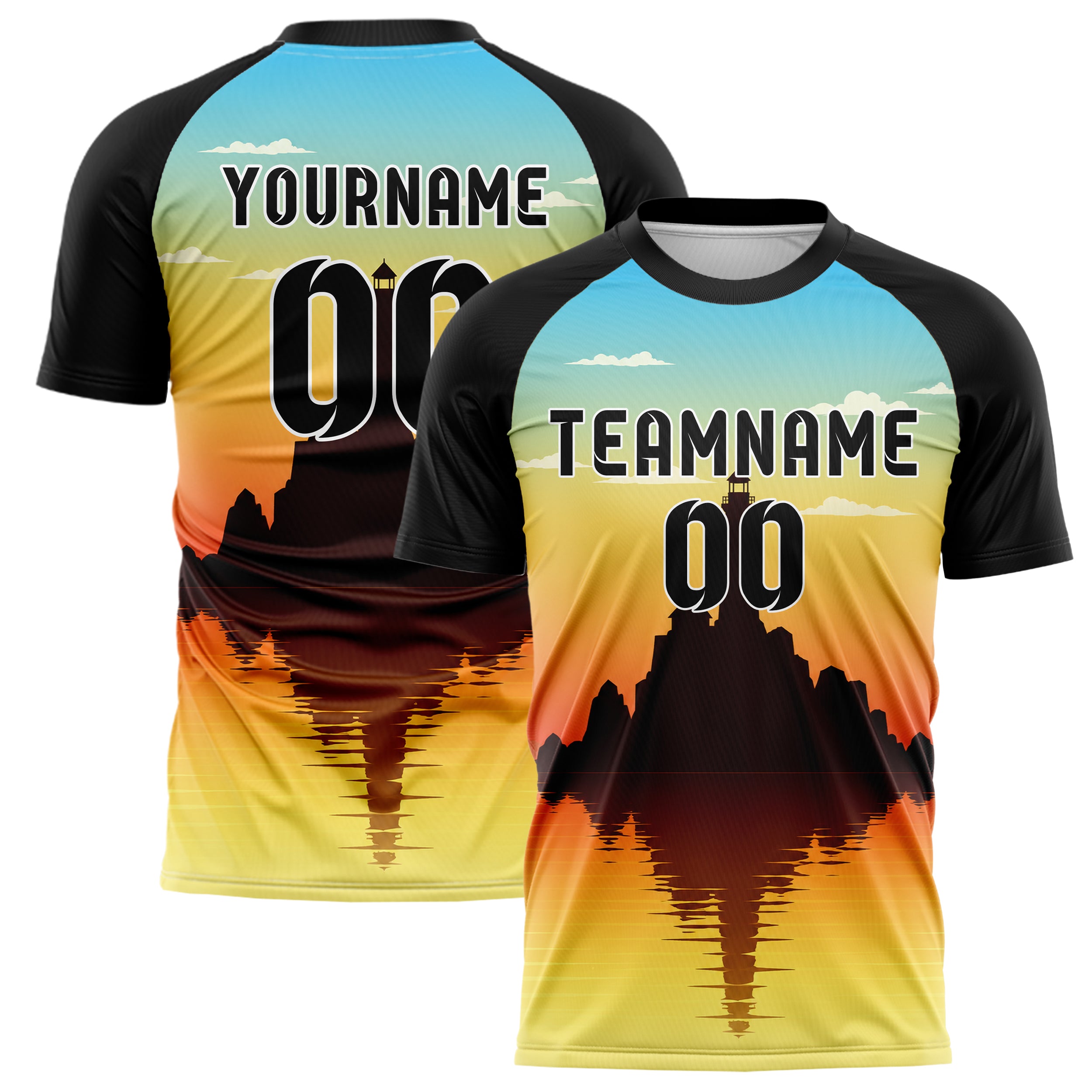 Gelb Lighthouse Skyline Design 15-0415 individuelles Fußballtrikot main