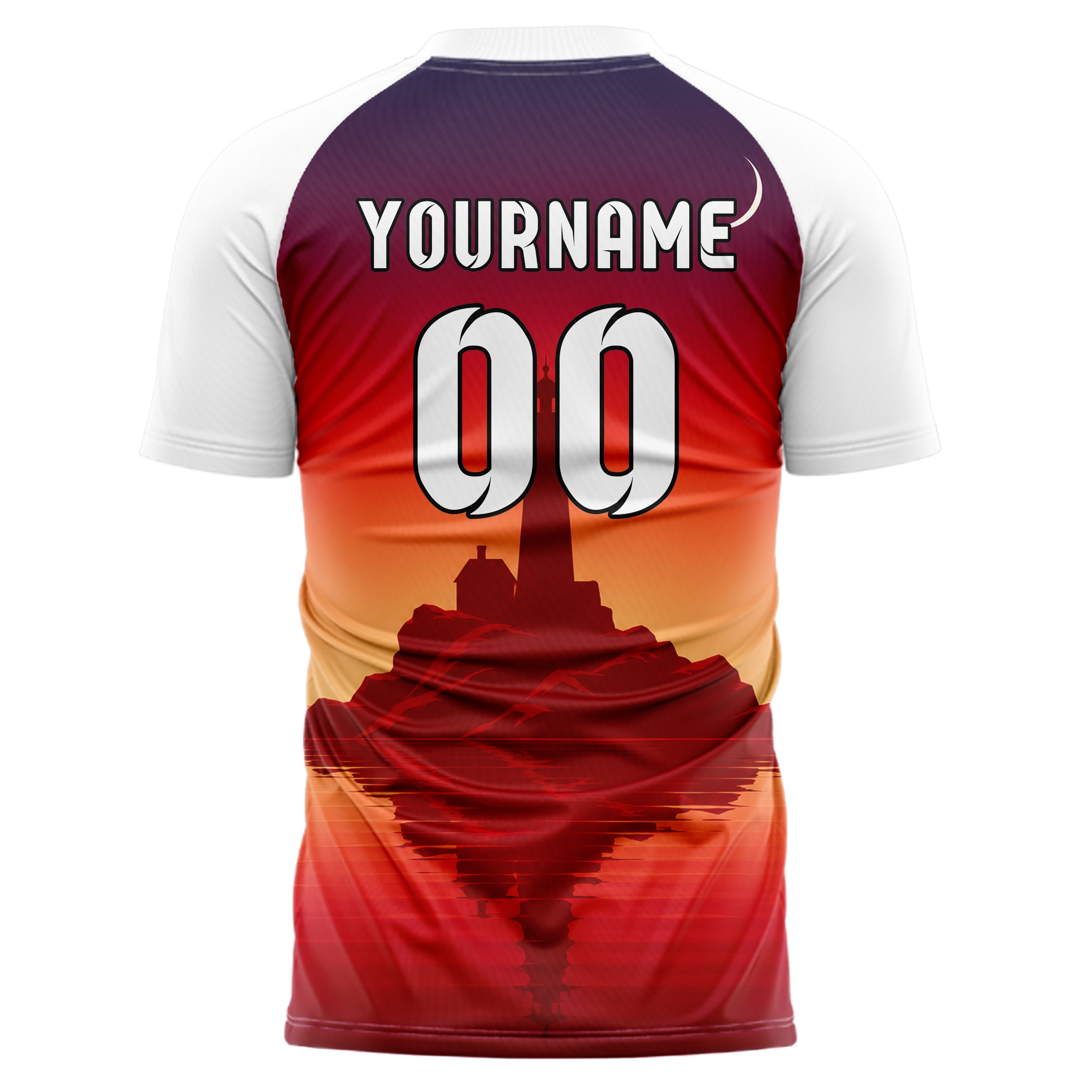 Rot Lighthouse Skyline Design 15-0413 individuelles Fußballtrikot back