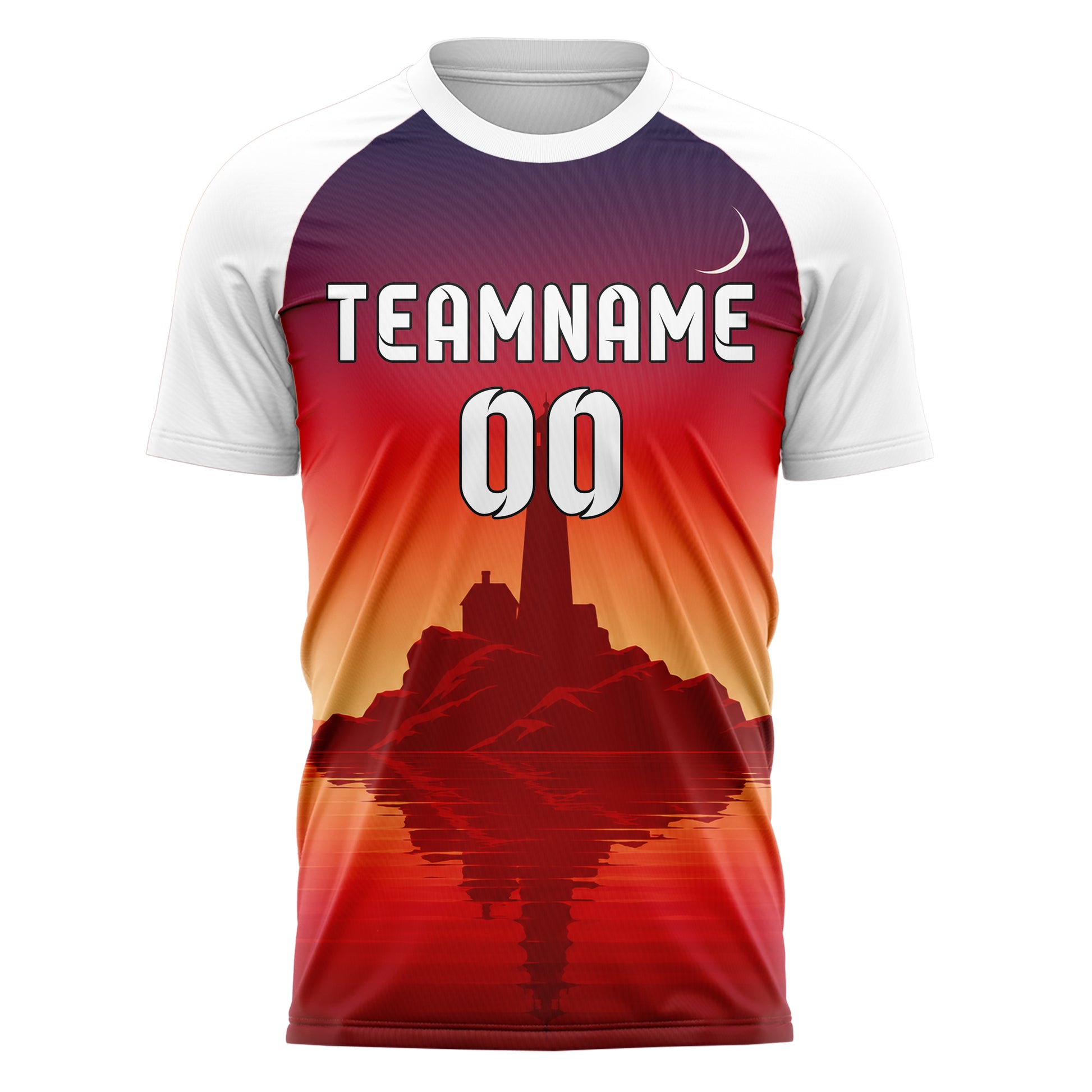 Rot Lighthouse Skyline Design 15-0413 individuelles Fußballtrikot front