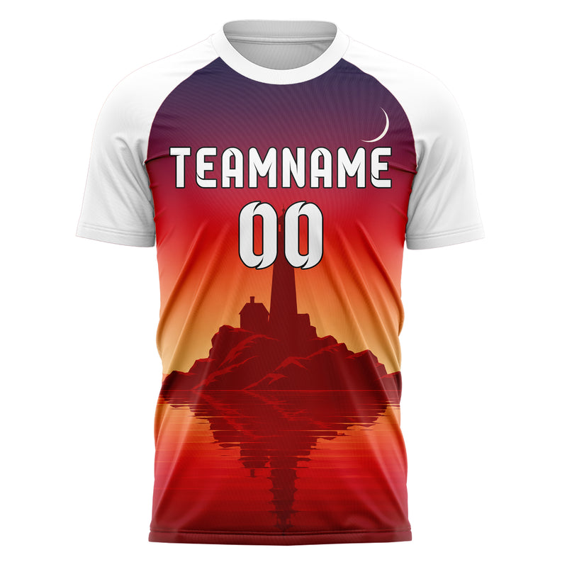 Rot Lighthouse Skyline Design 15-0413 individuelles Fußballtrikot front