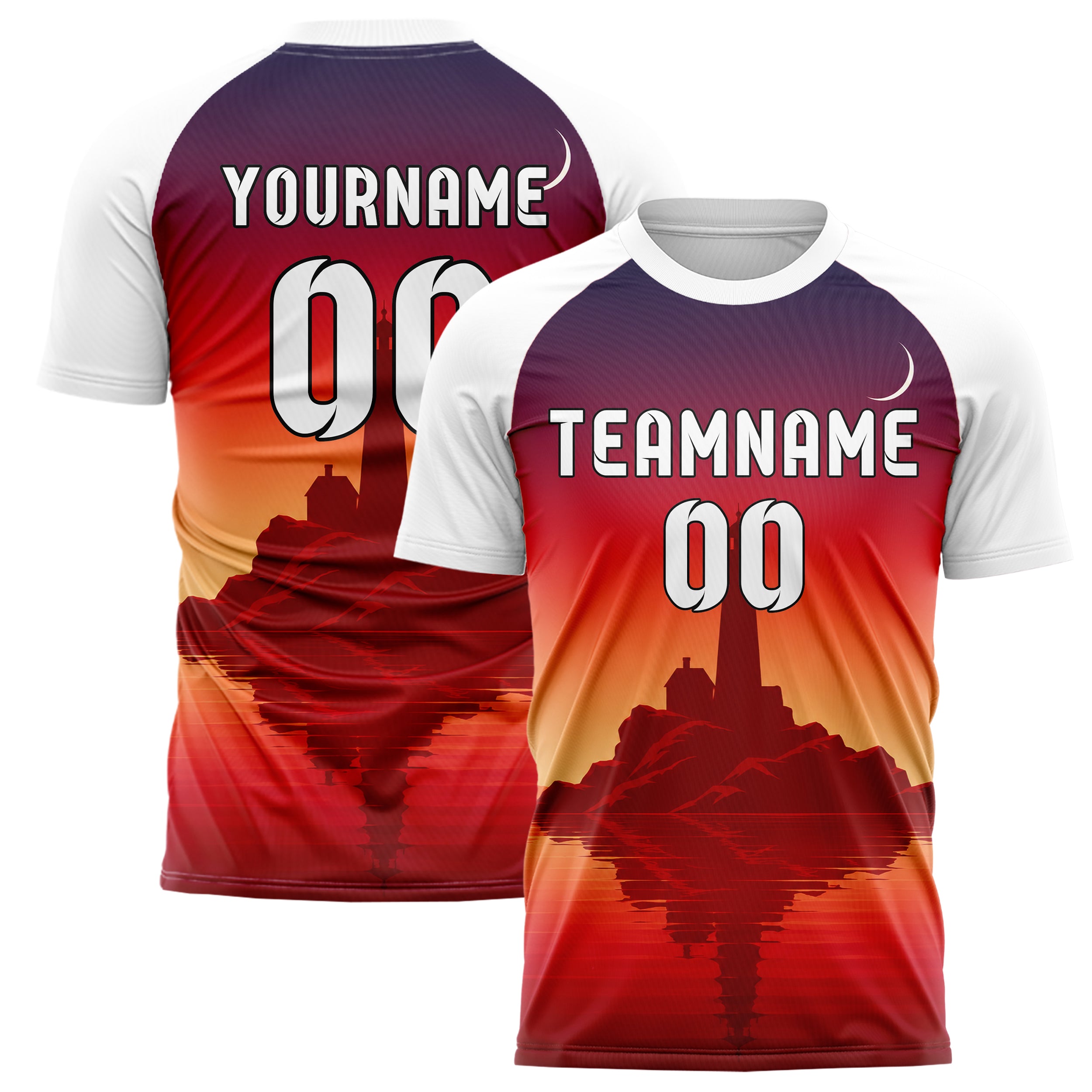 Rot Lighthouse Skyline Design 15-0413 individuelles Fußballtrikot main