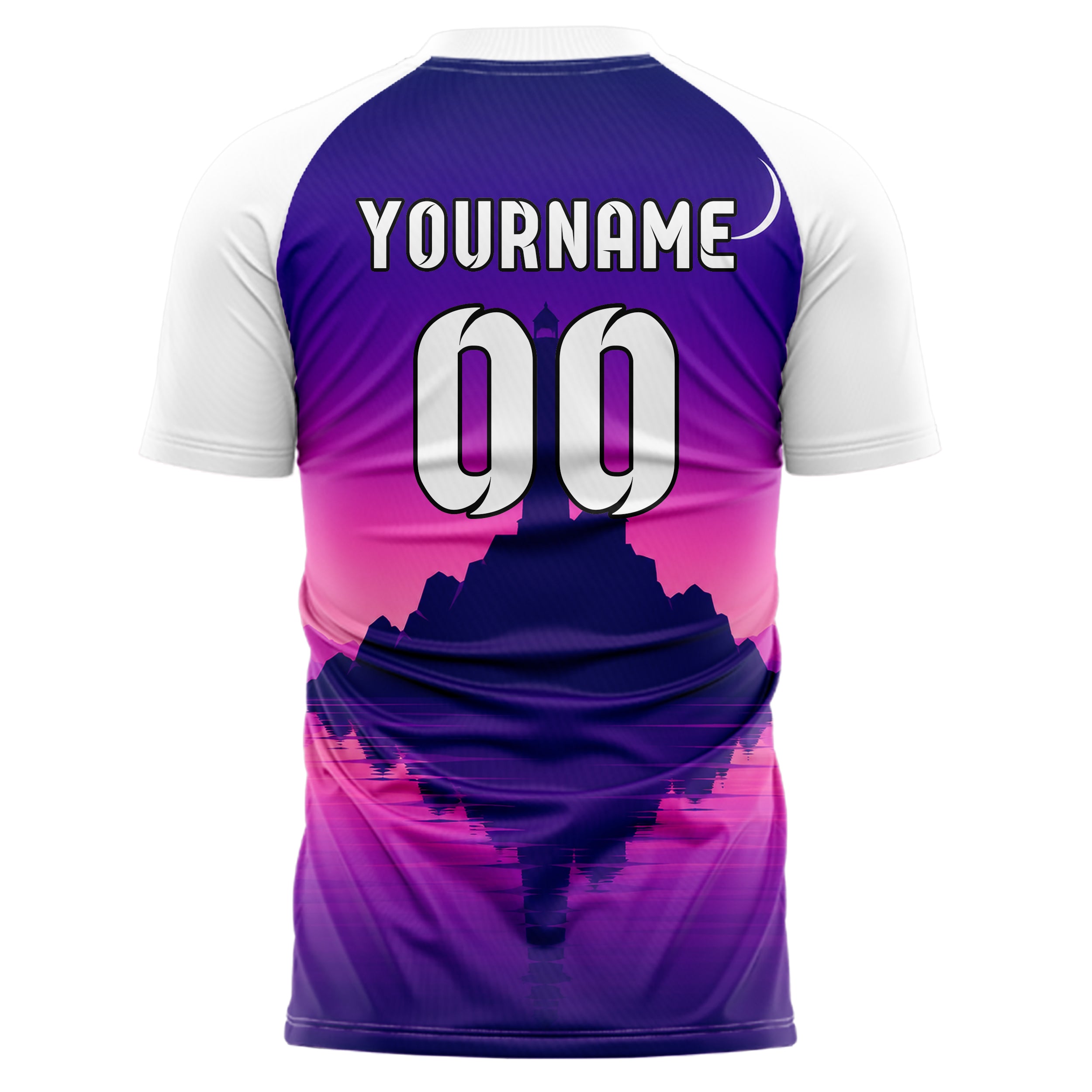 Lila Lighthouse Skyline Design 15-0416 individuelles Fußballtrikot back