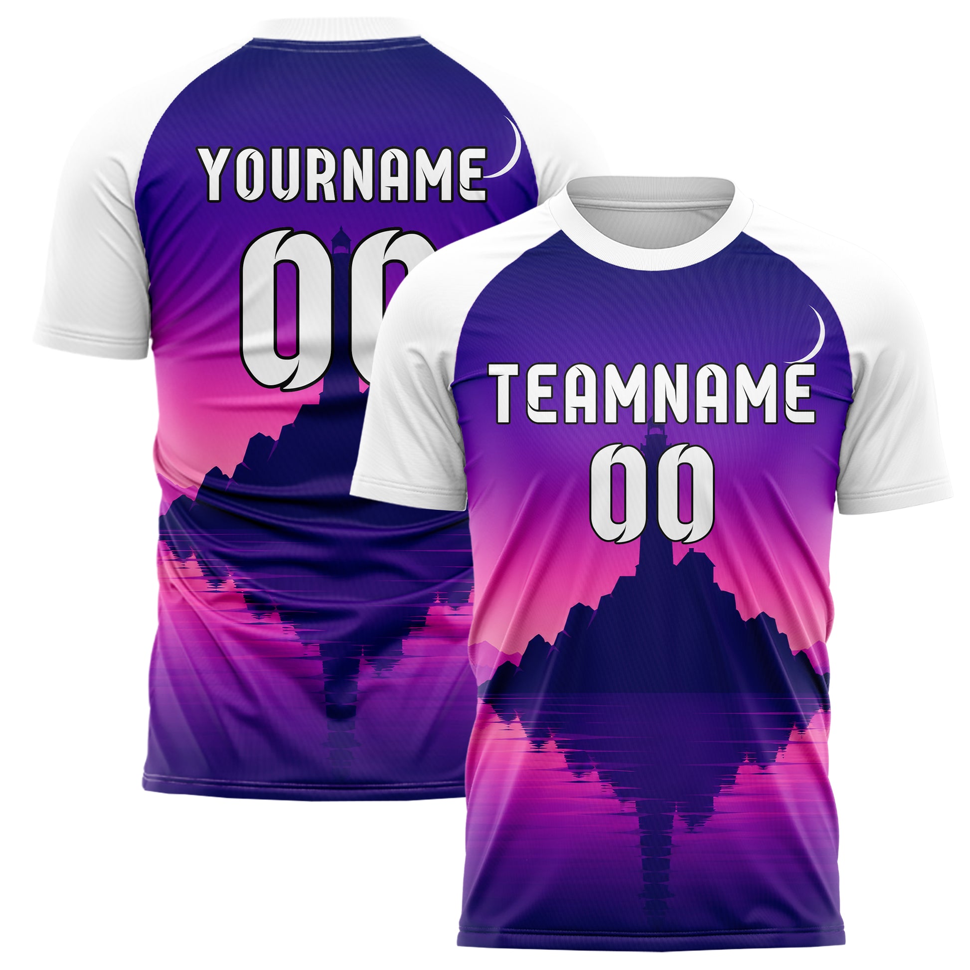 Lila Lighthouse Skyline Design 15-0416 individuelles Fußballtrikot main